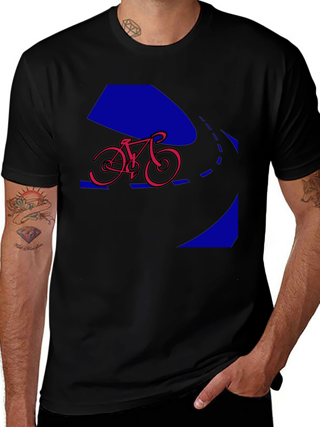 Bike Graphic Tee - Black Crew Neck