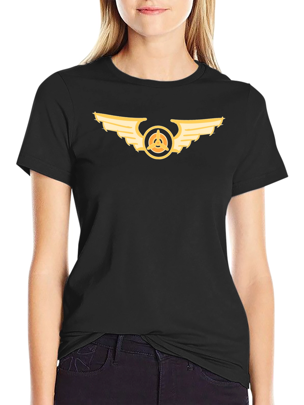 Winged Propeller Graphic Black Tee