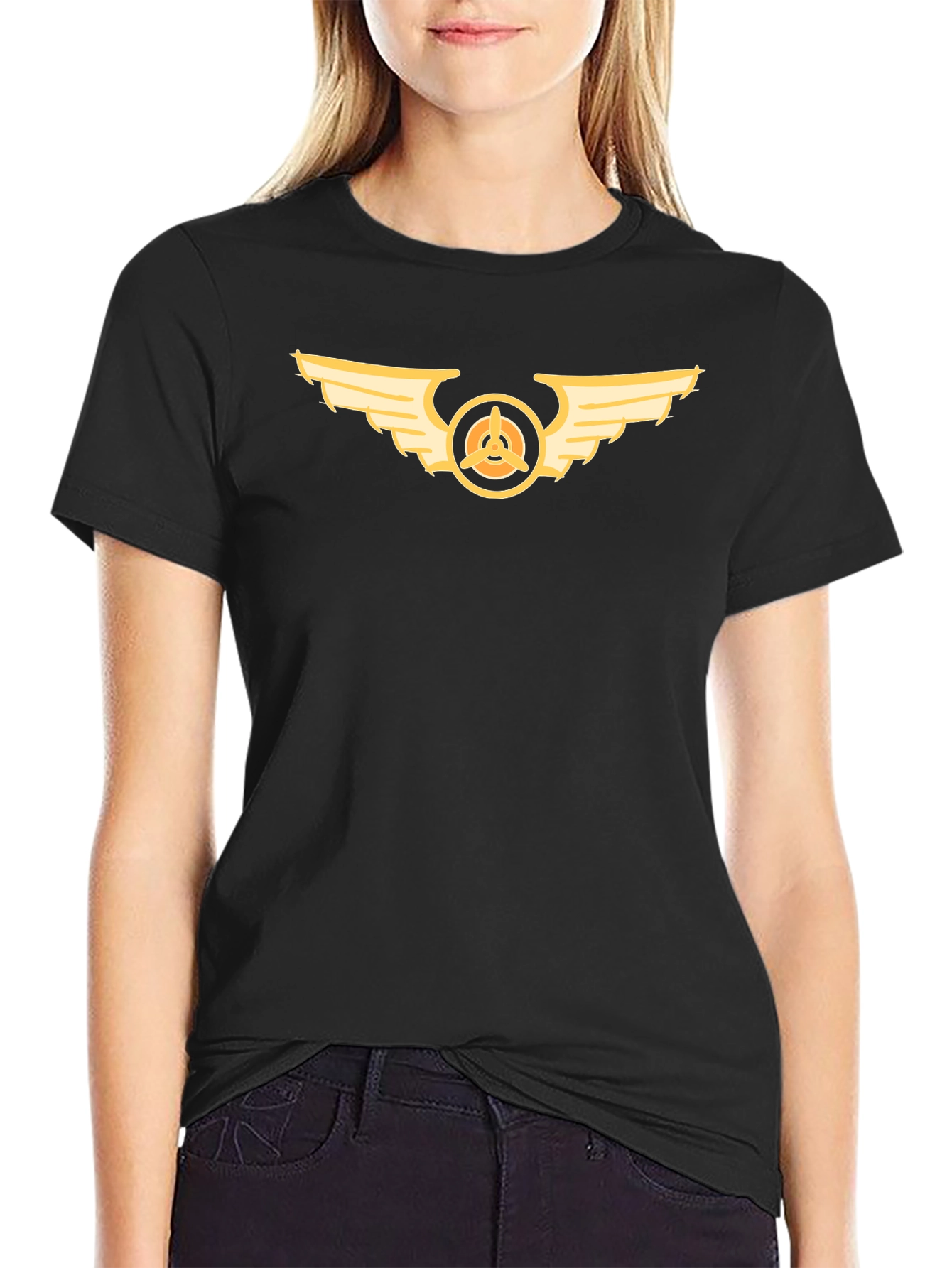 Winged Propeller Graphic Black Tee