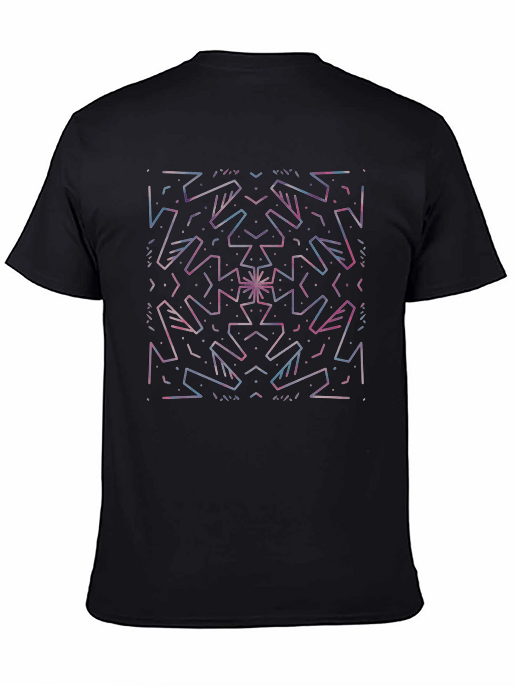 Geometric Line Art Black T-Shirt
