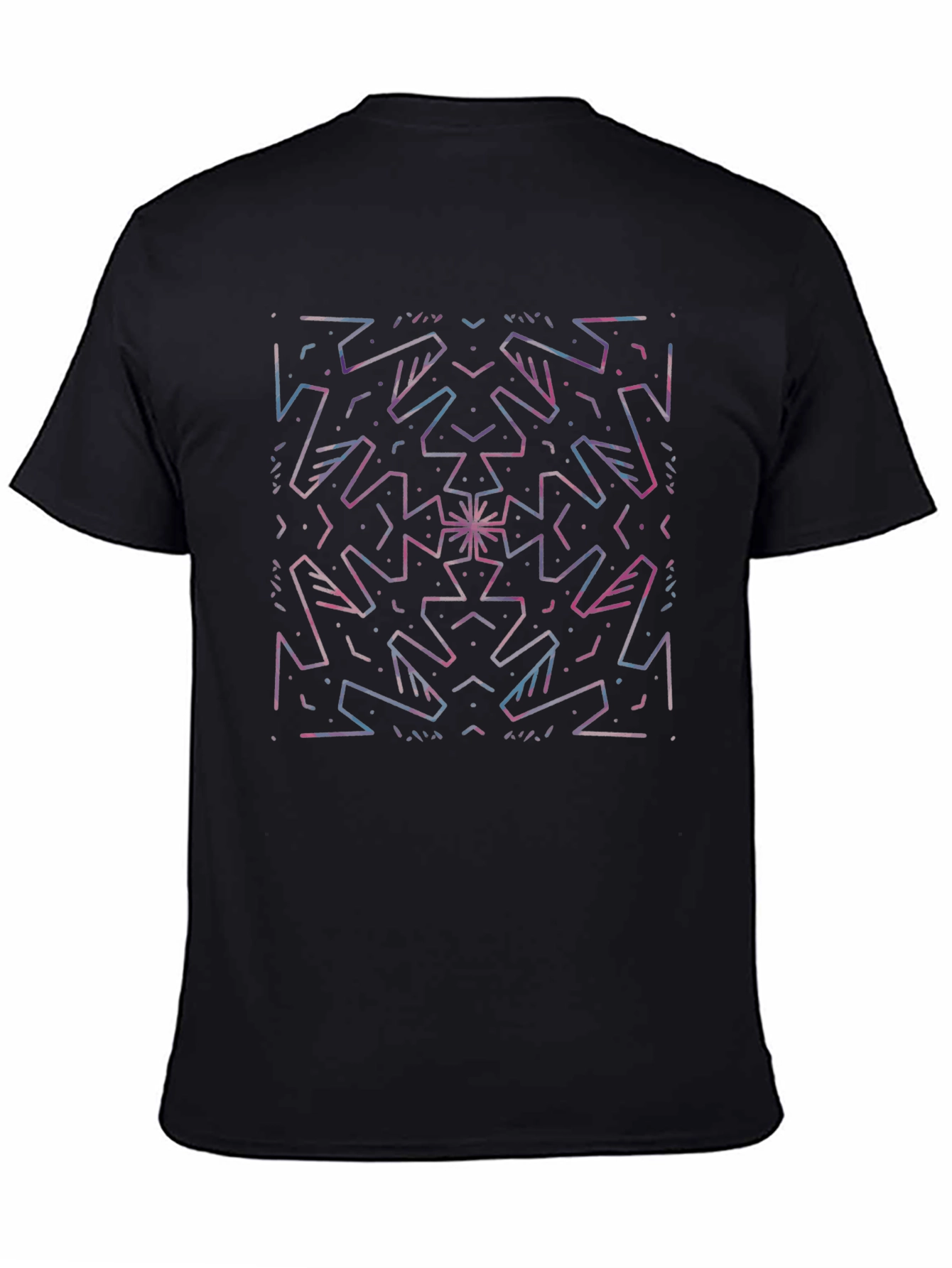 Geometric Line Art Black T-Shirt