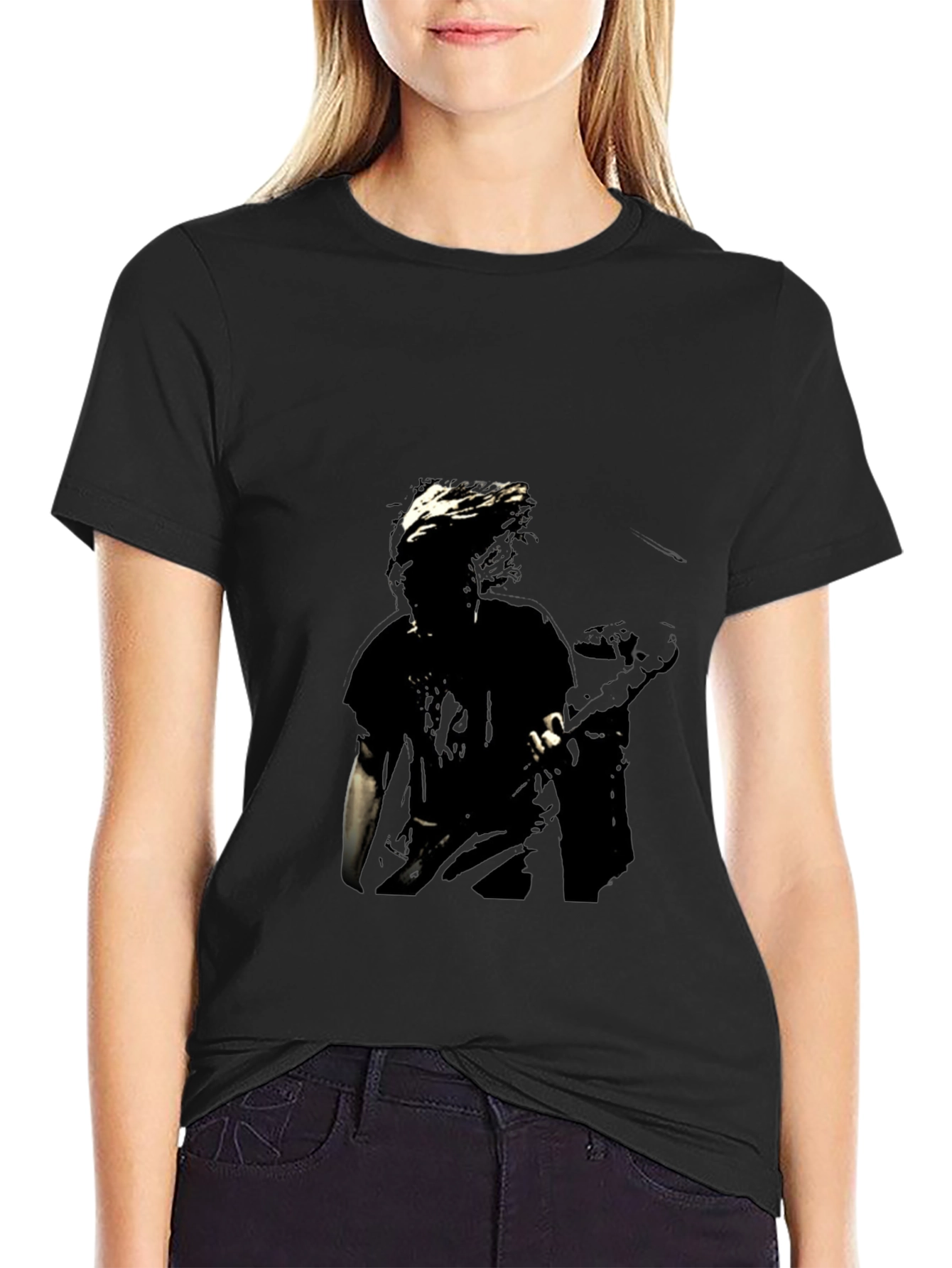 Unique Graphic Print Black Cotton T-Shirt