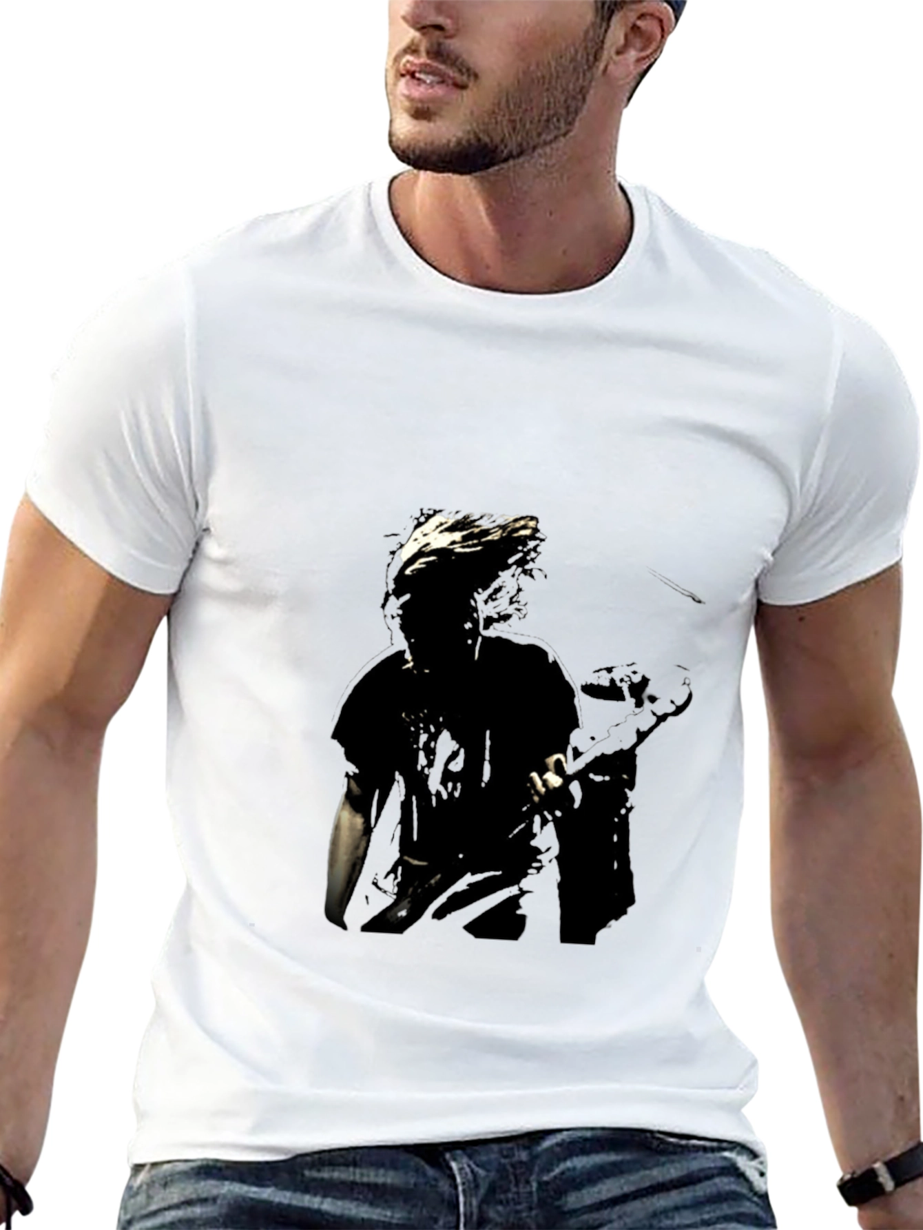 Unique Graphic Print Black Cotton T-Shirt