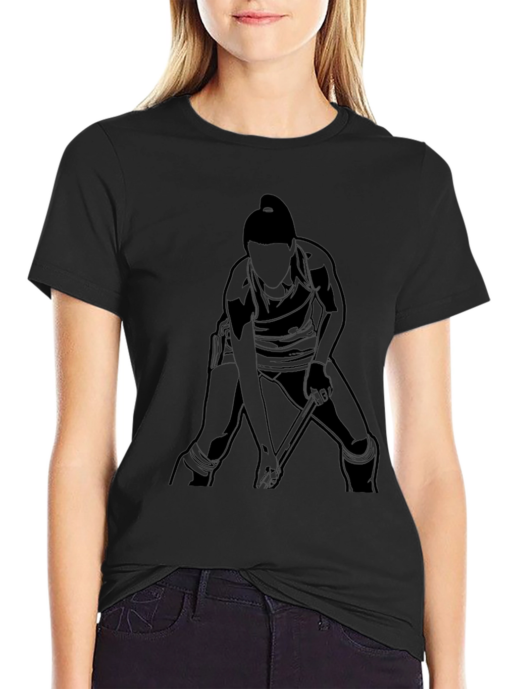 Black Hockey Player Graphic Tee - Sportswear Casual