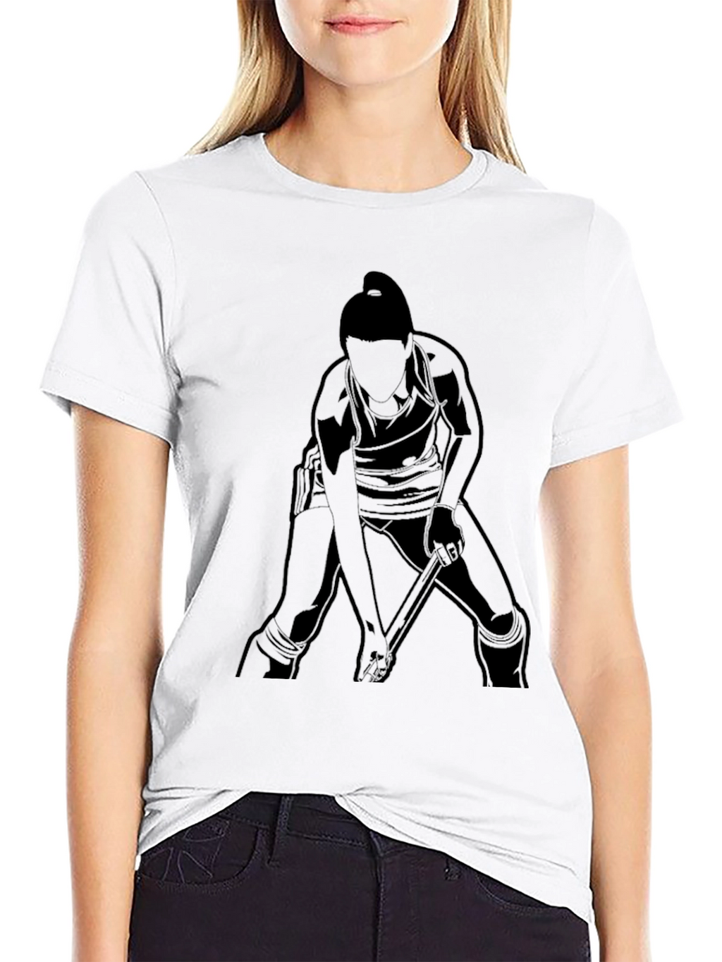Black Hockey Player Graphic Tee - Sportswear Casual
