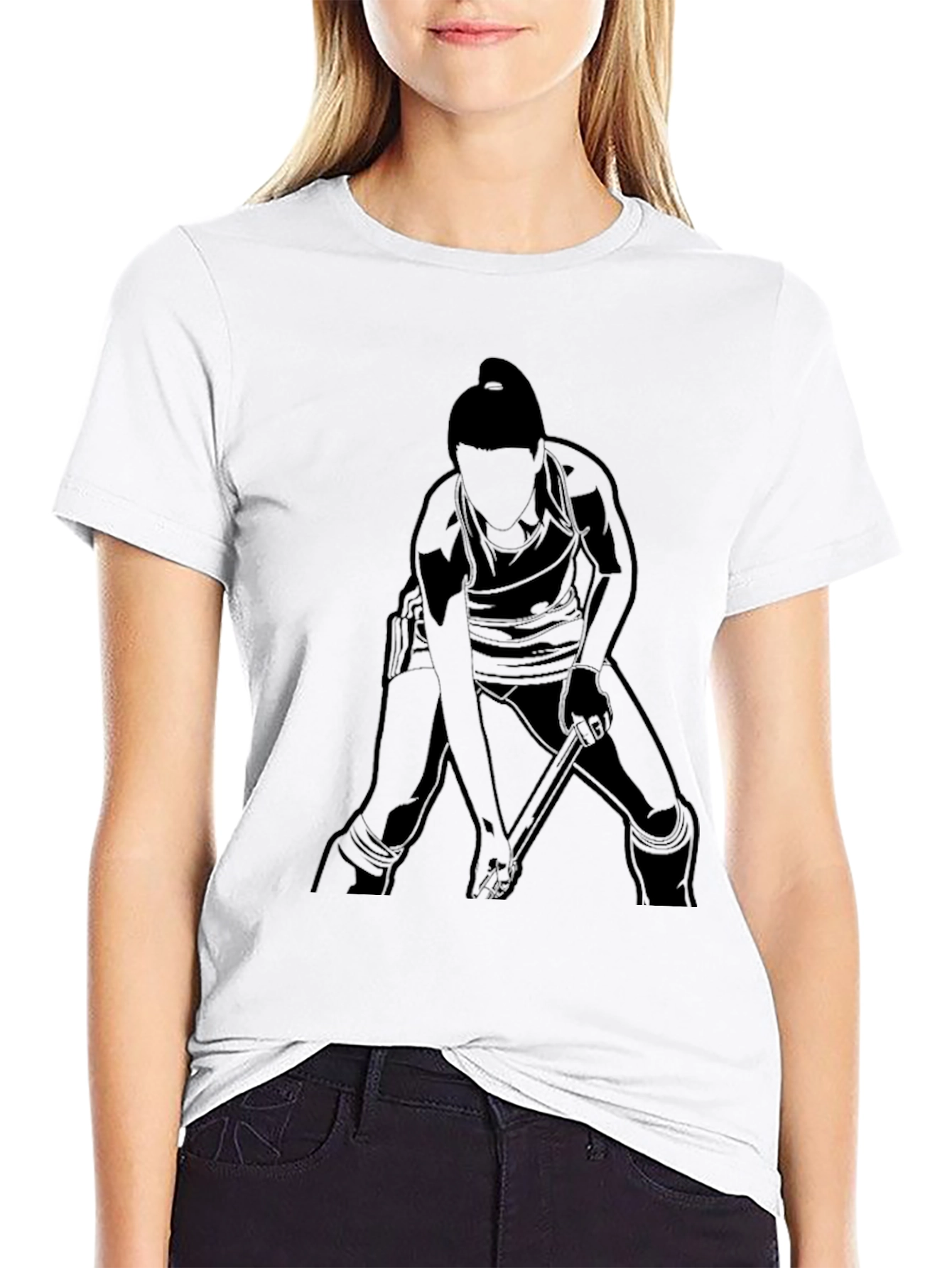 Black Hockey Player Graphic Tee - Sportswear Casual