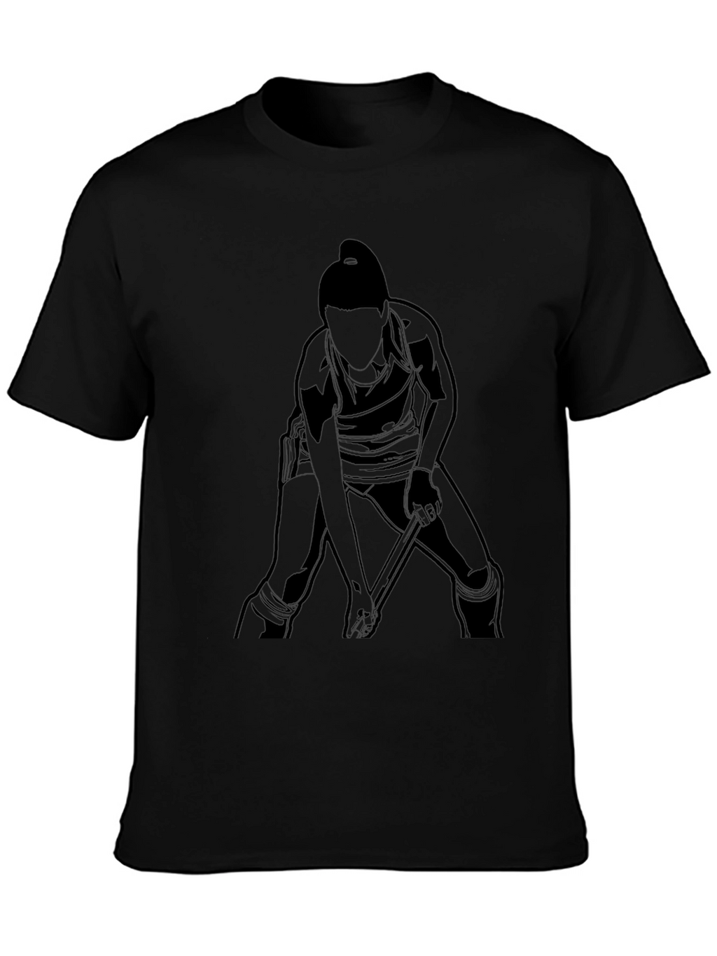 Black Hockey Player Graphic Tee - Sportswear Casual