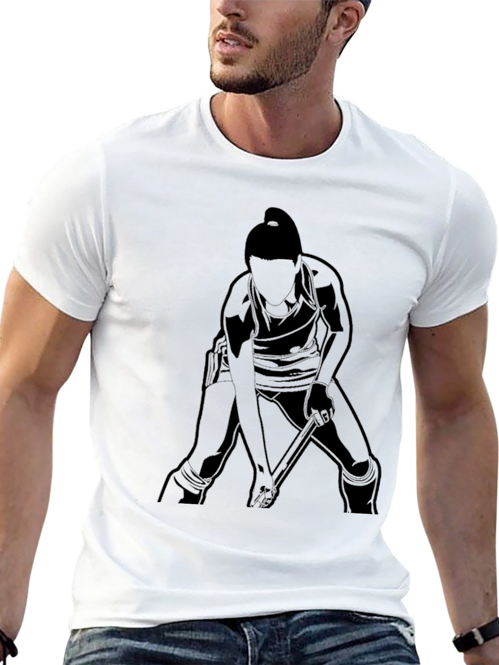 Black Hockey Player Graphic Tee - Sportswear Casual
