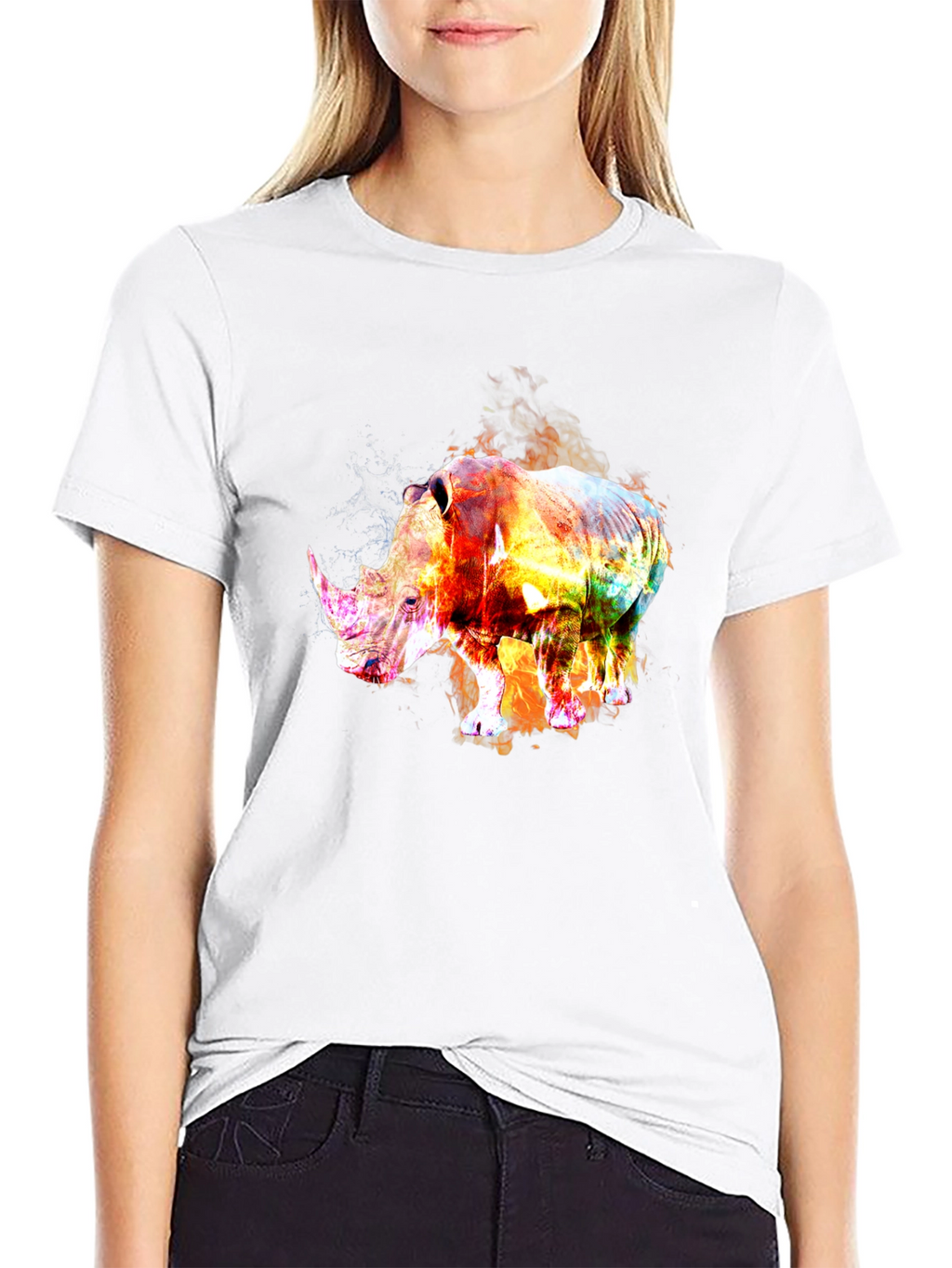 Fiery Rhino Graphic Tee - Black T-Shirt