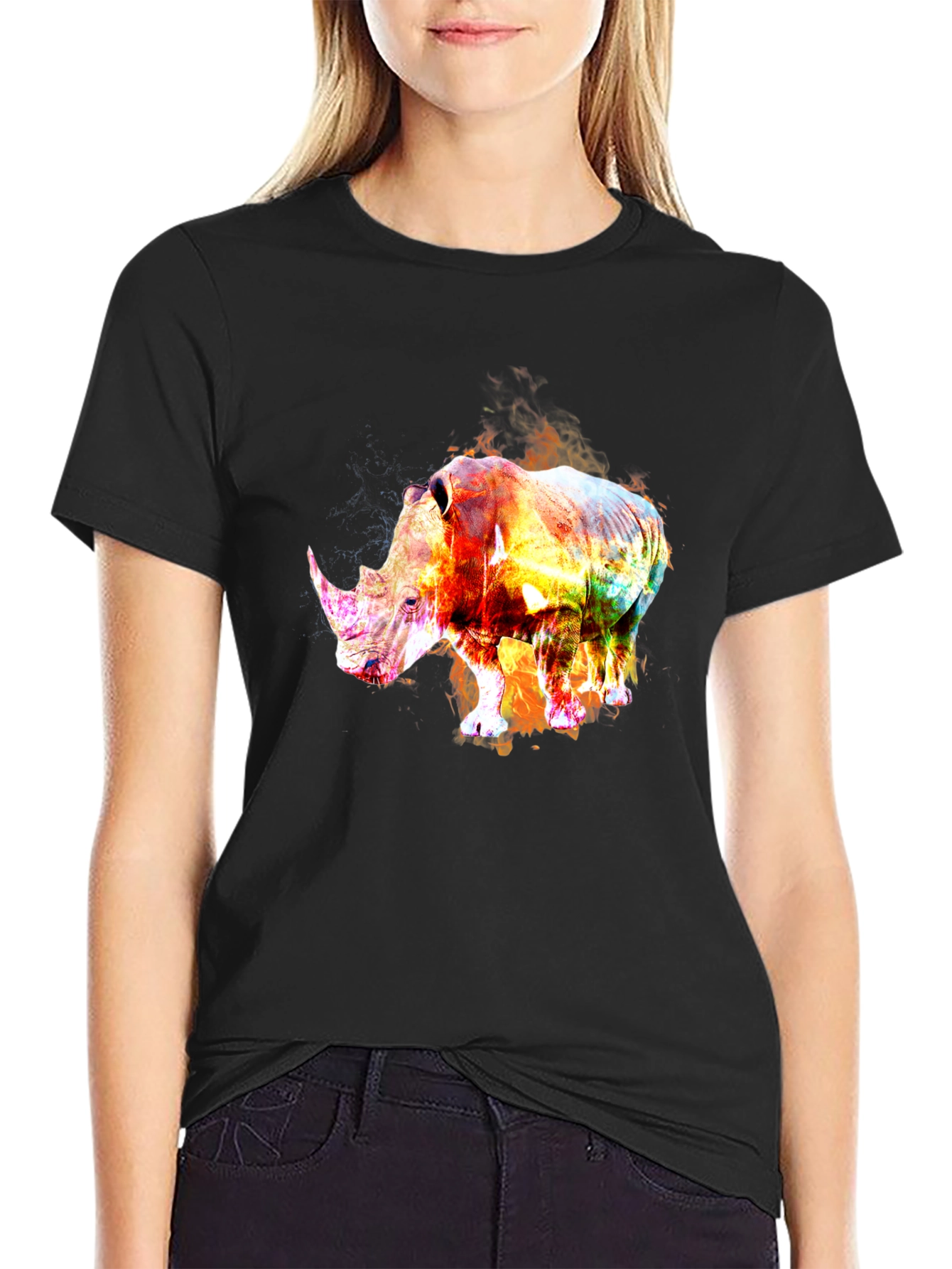 Fiery Rhino Graphic Tee - Black T-Shirt