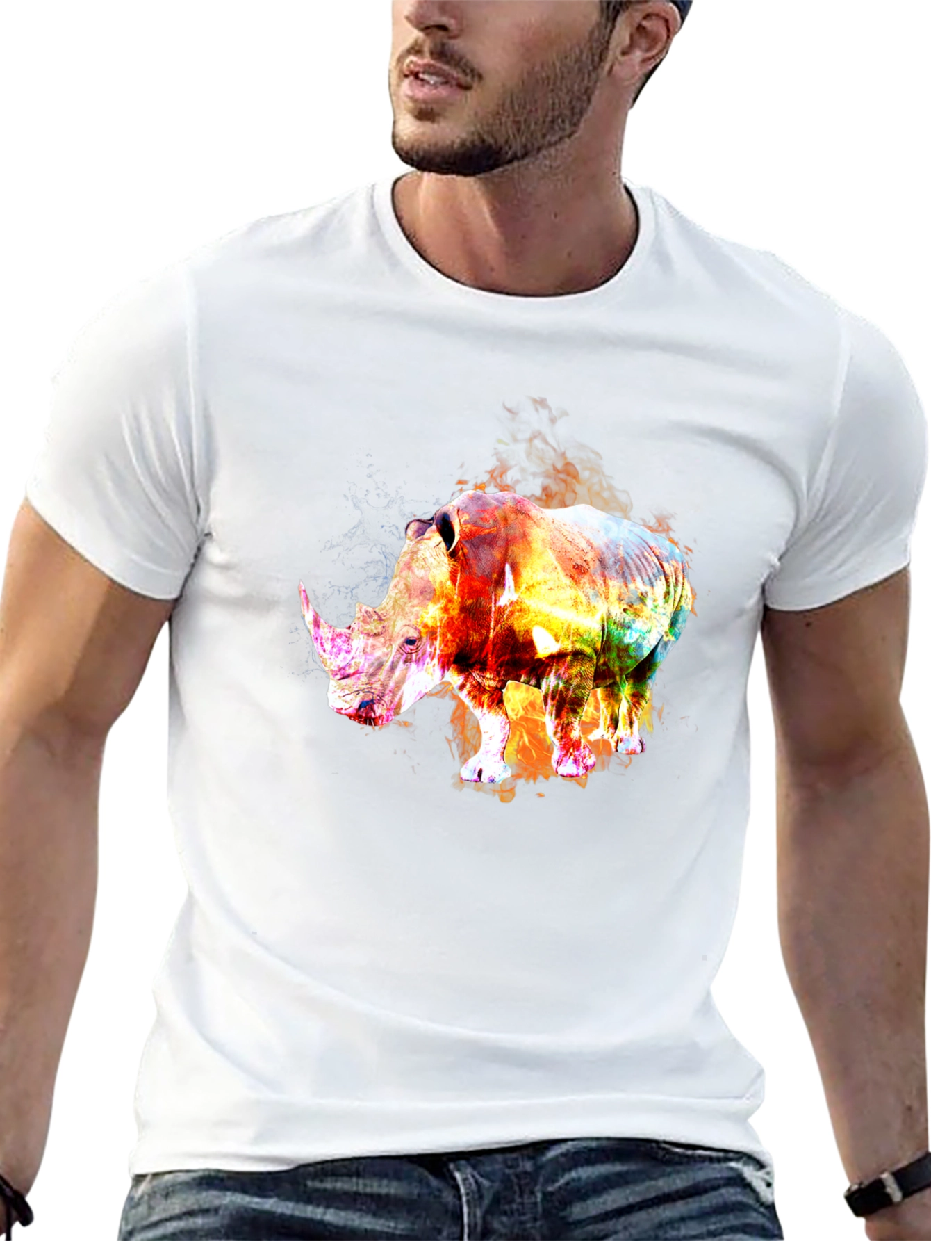 Fiery Rhino Graphic Tee - Black T-Shirt
