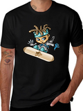 Cartoon Snowboarder Black T-Shirt