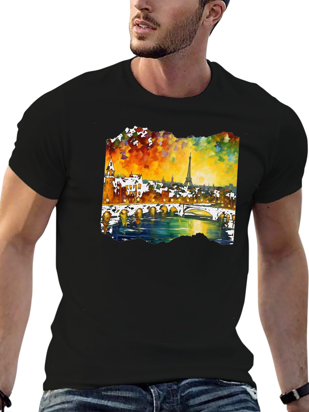 Paris Eiffel Tower Art Mens T-Shirt