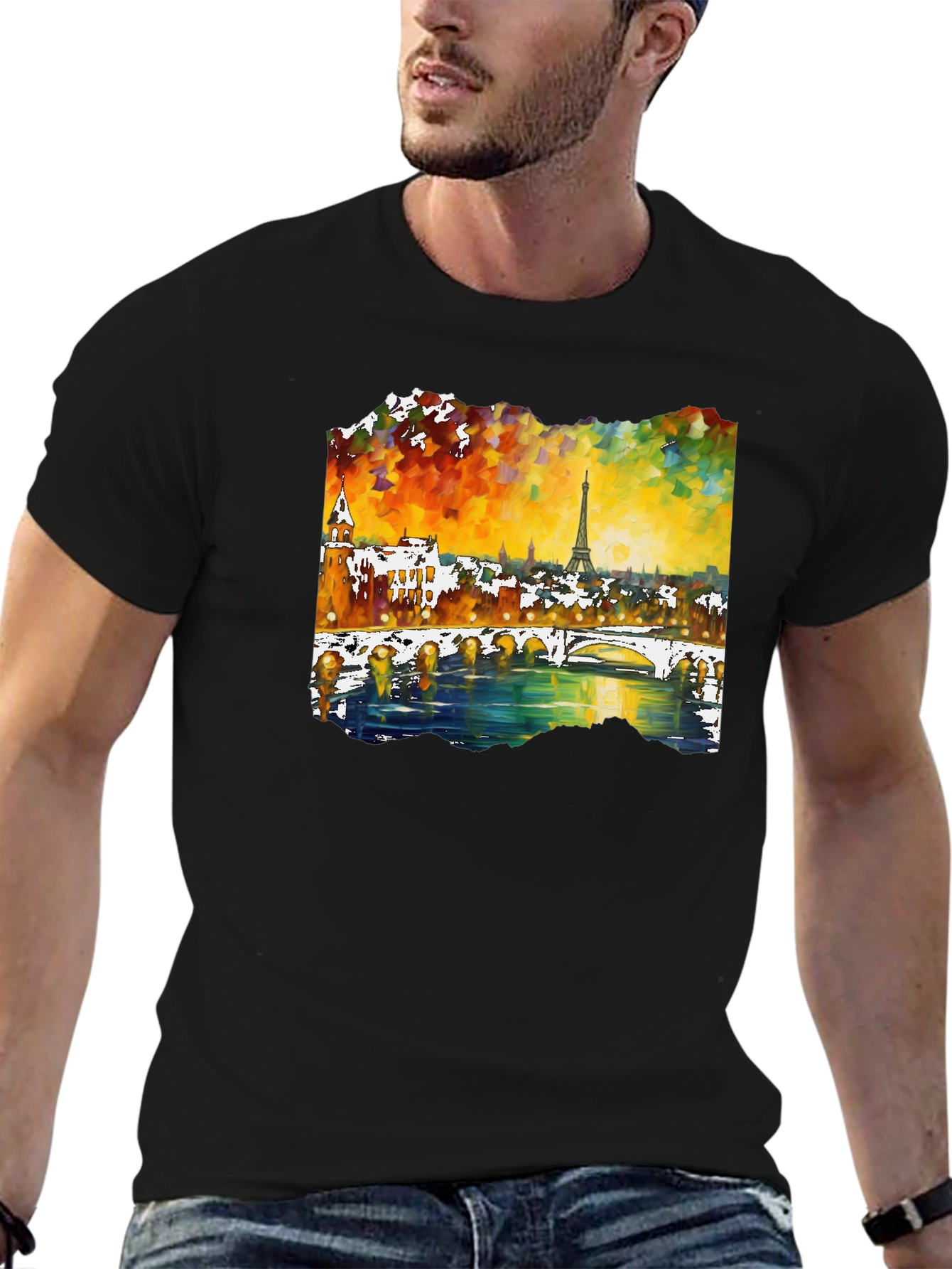 Paris Eiffel Tower Art Mens T-Shirt