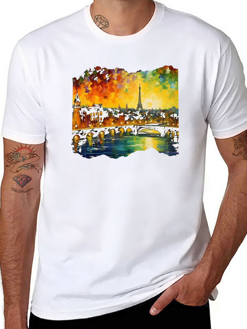 Paris Eiffel Tower Art Mens T-Shirt