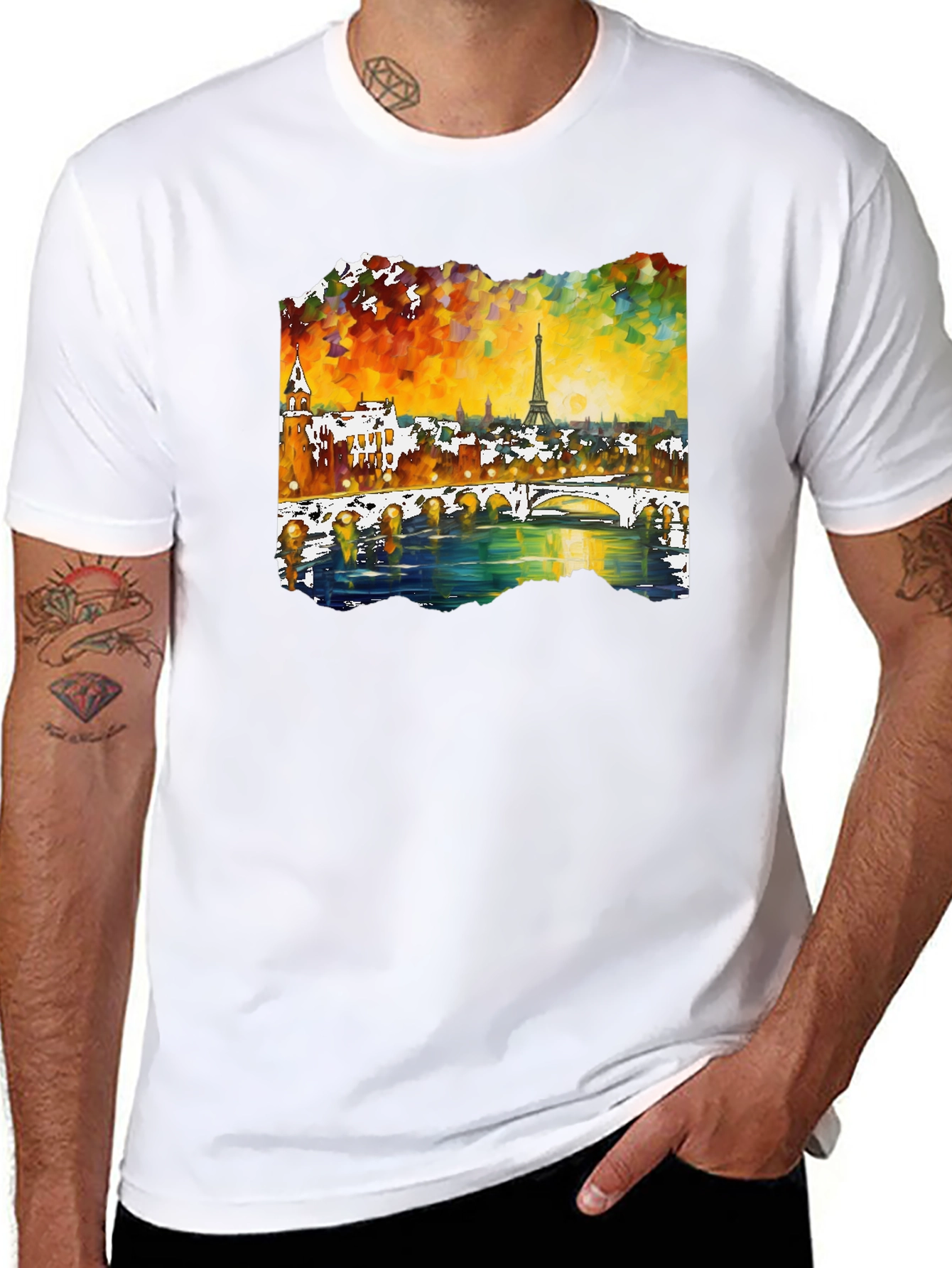 Paris Eiffel Tower Art Mens T-Shirt