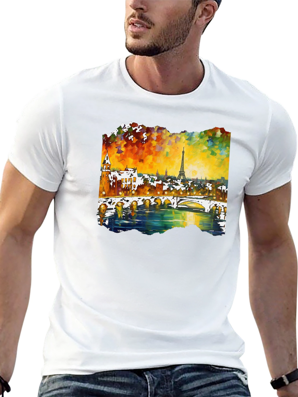 Paris Eiffel Tower Art Mens T-Shirt