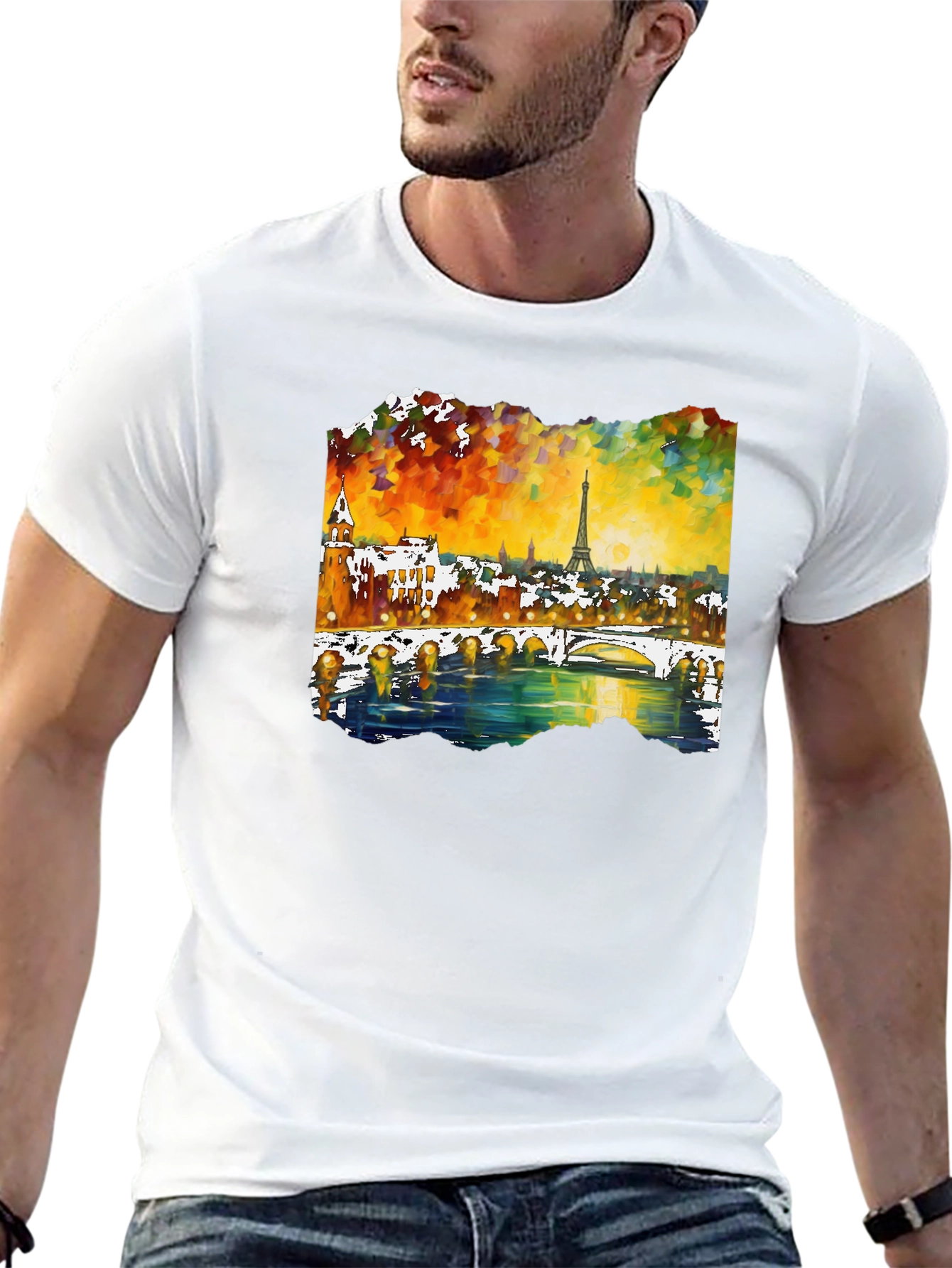 Paris Eiffel Tower Art Mens T-Shirt