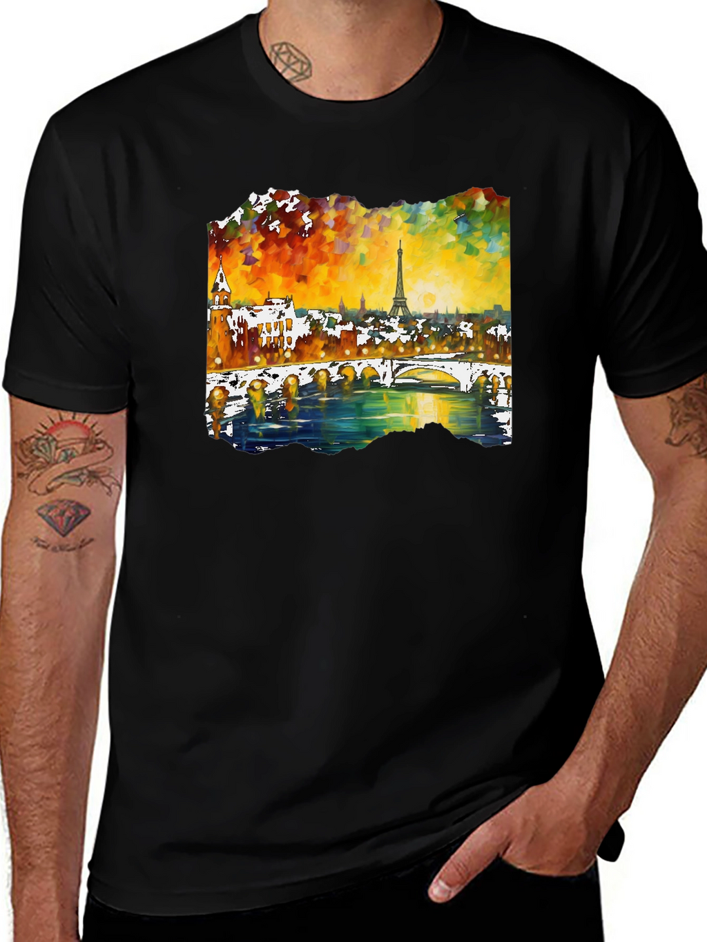 Paris Eiffel Tower Art Mens T-Shirt