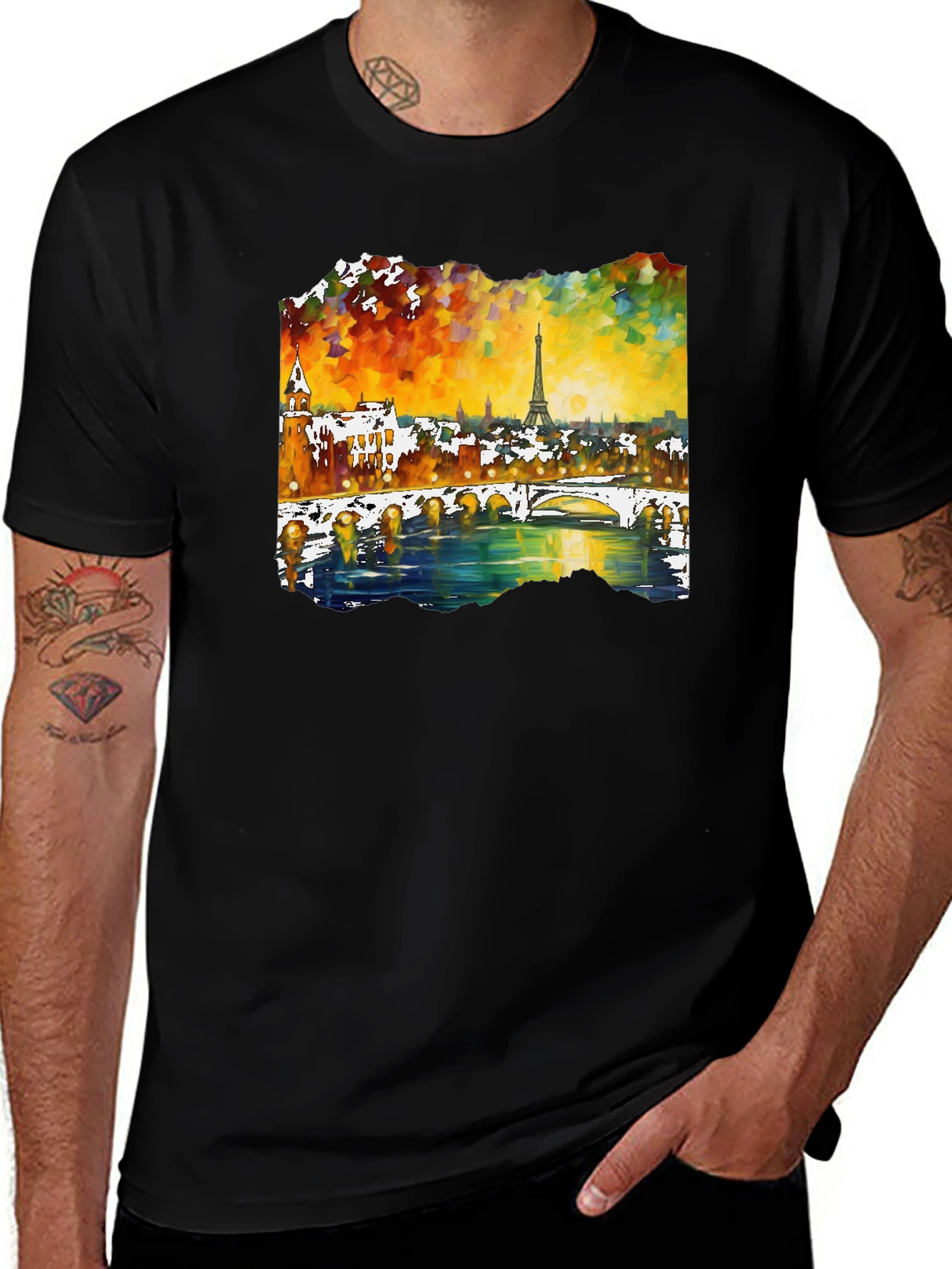 Paris Eiffel Tower Art Mens T-Shirt