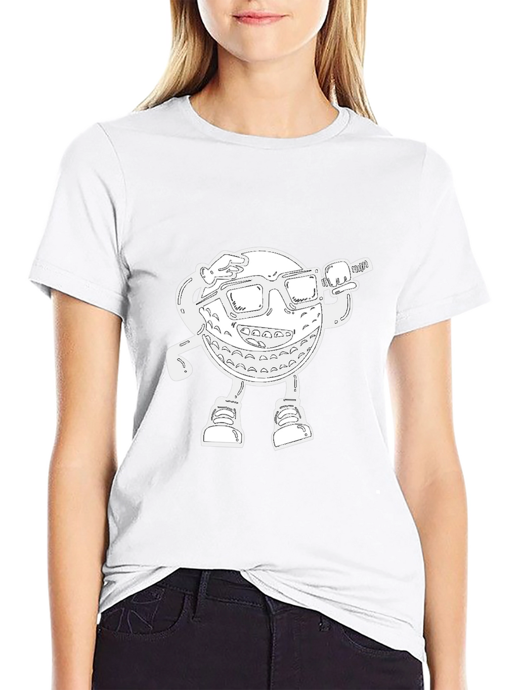 Cool Cartoon Golf Ball Graphic Black T-Shirt