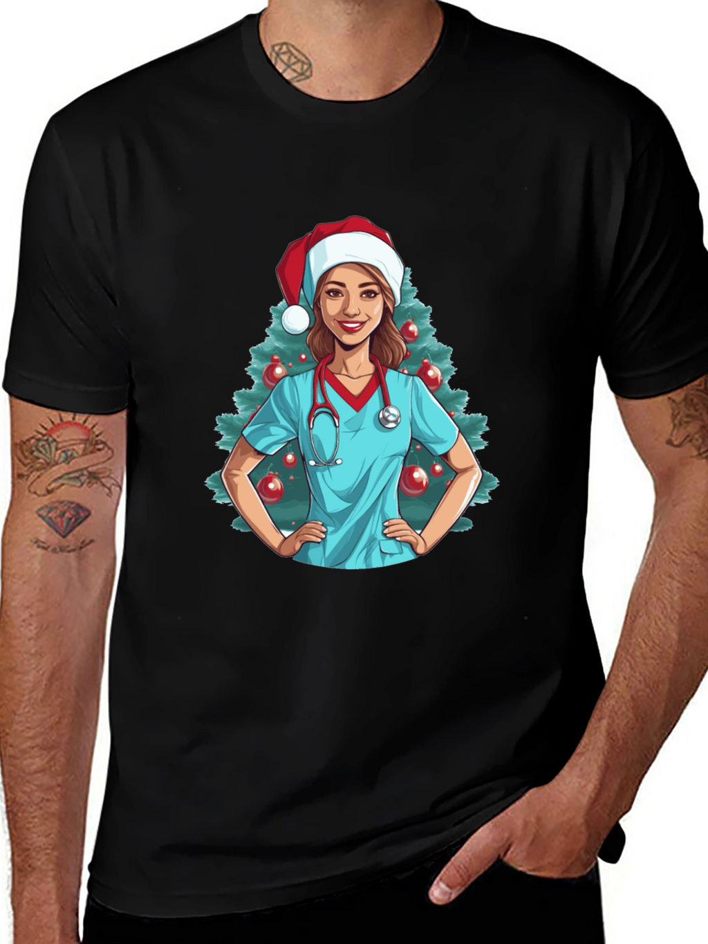 Christmas Nurse Graphic T-Shirt