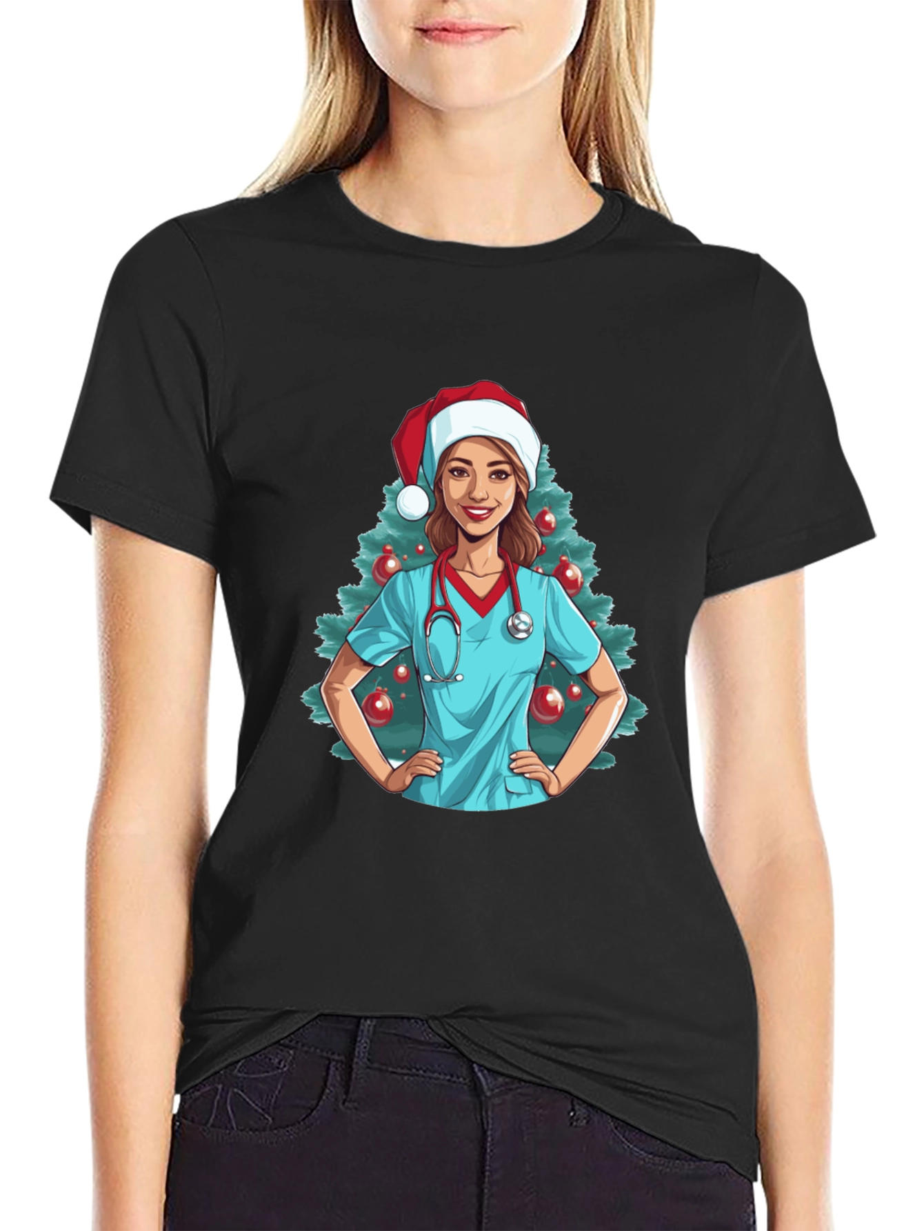 Christmas Nurse Graphic T-Shirt