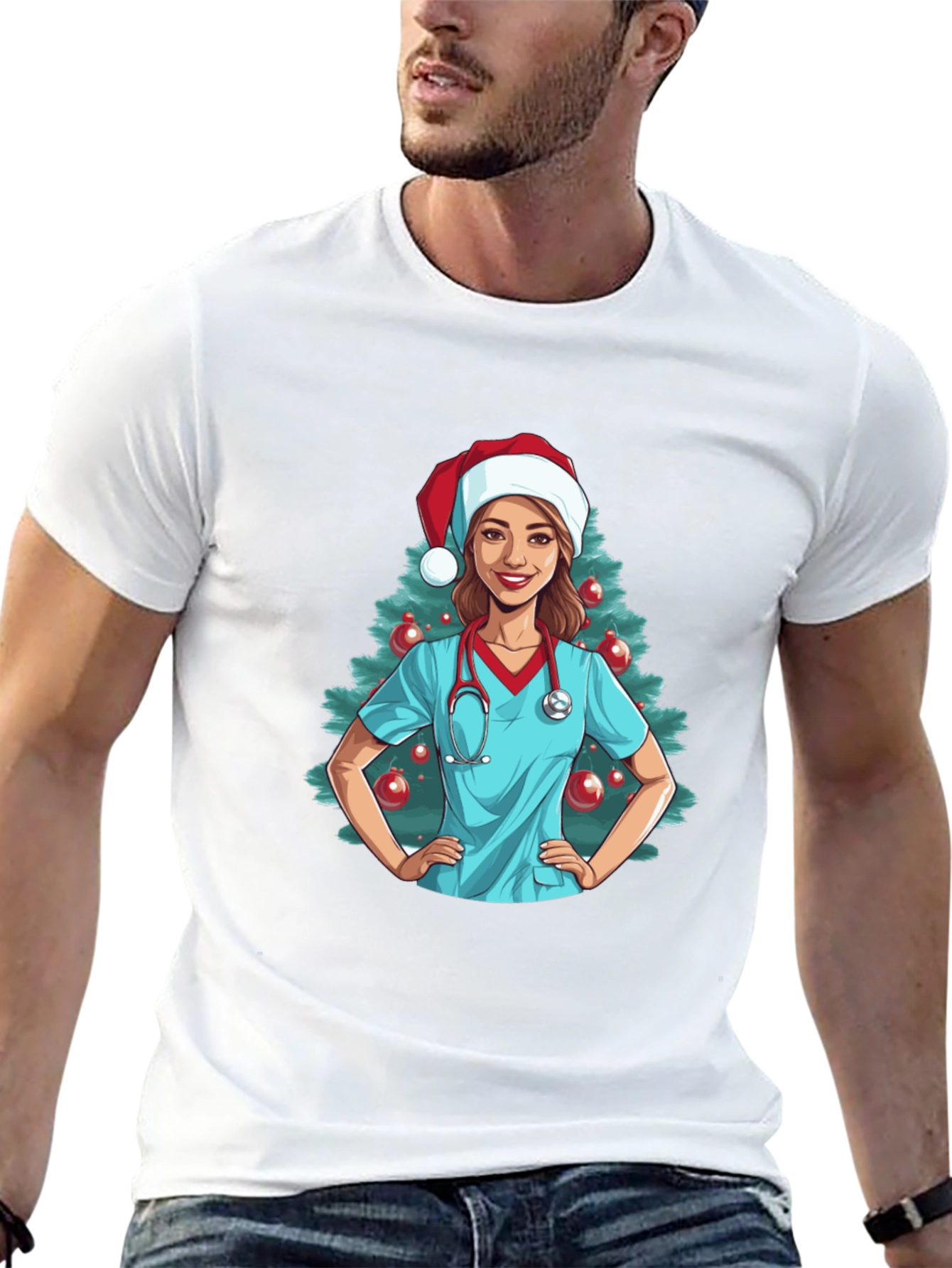 Christmas Nurse Graphic T-Shirt