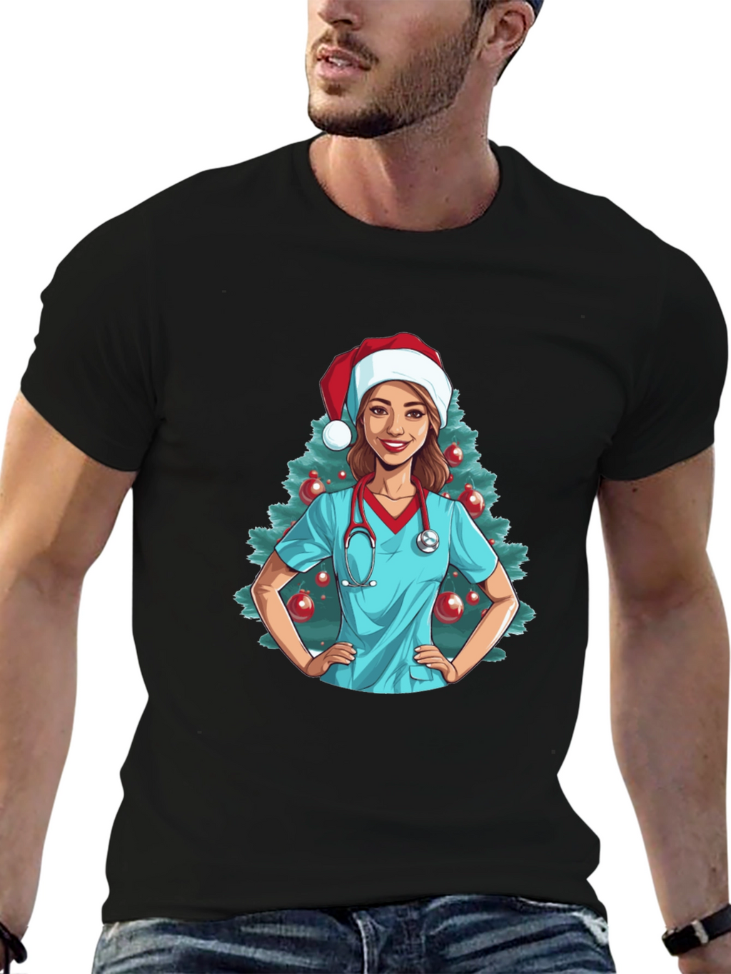 Christmas Nurse Graphic T-Shirt