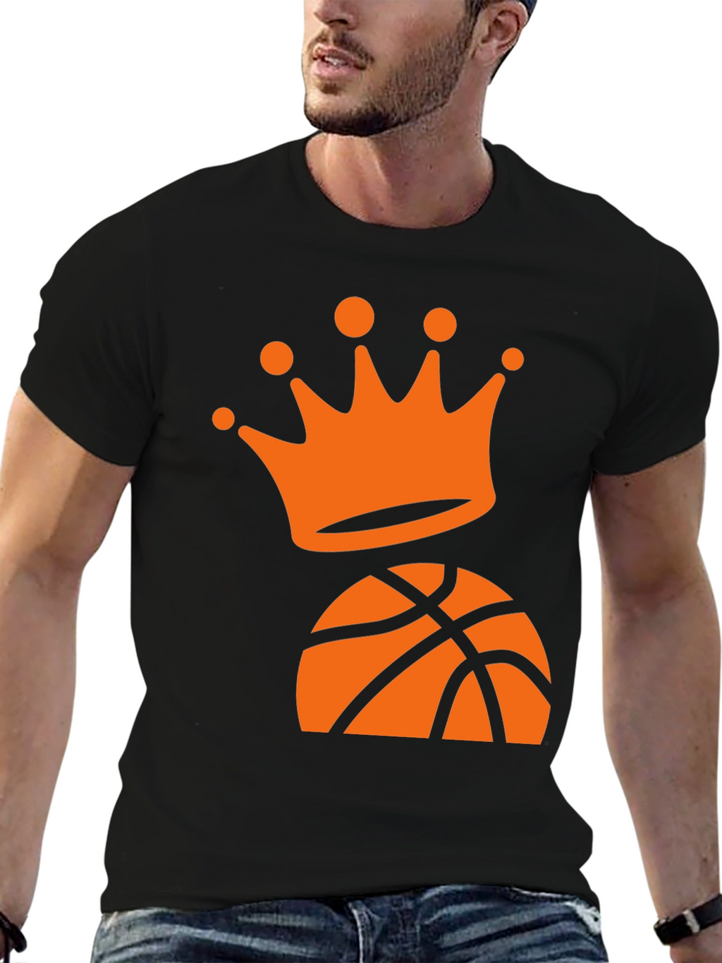 Basketball King Graphic Tee - Black Cotton T-Shirt