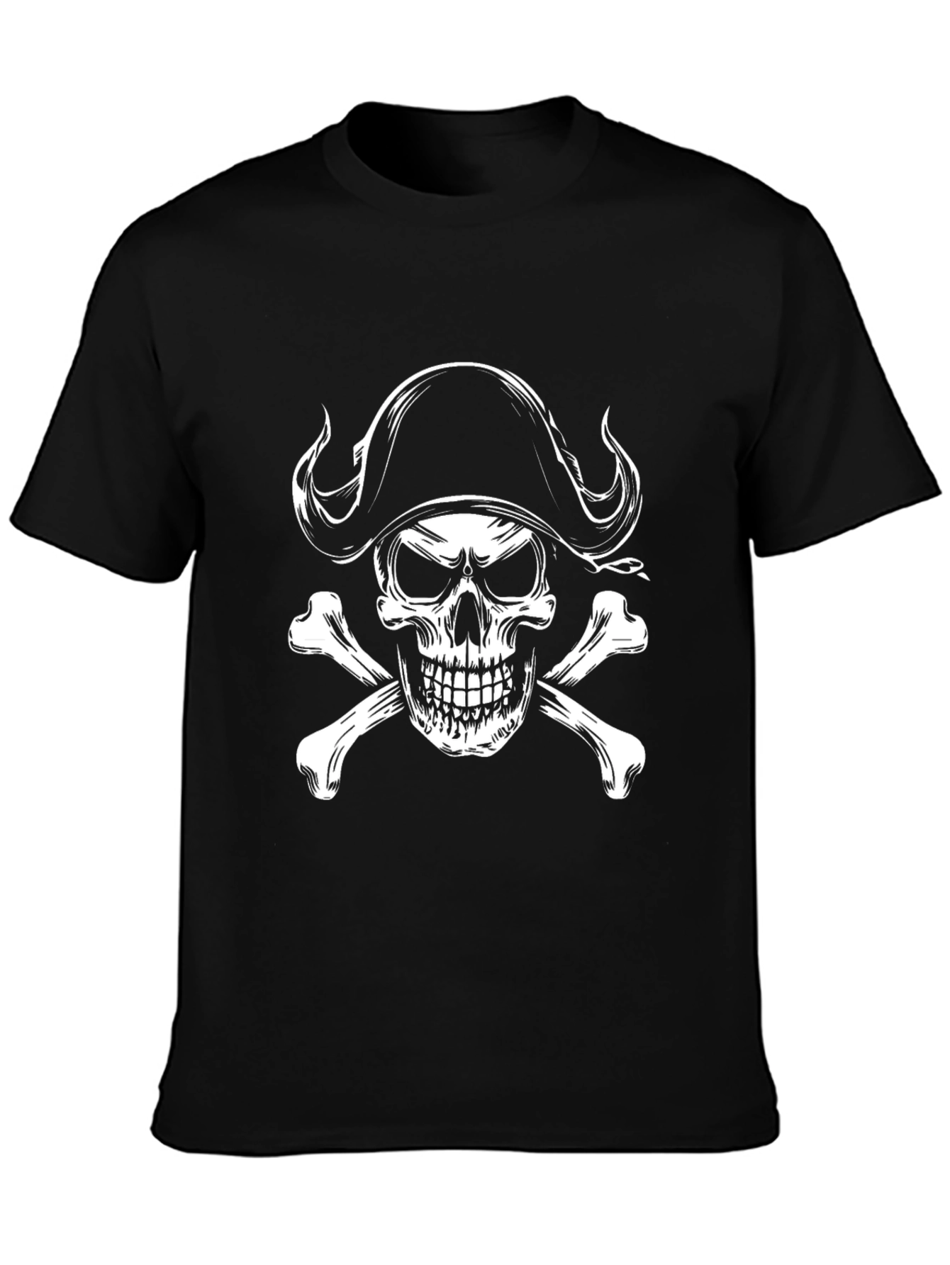 Pirate Skull & Crossbones Graphic T-Shirt - Black
