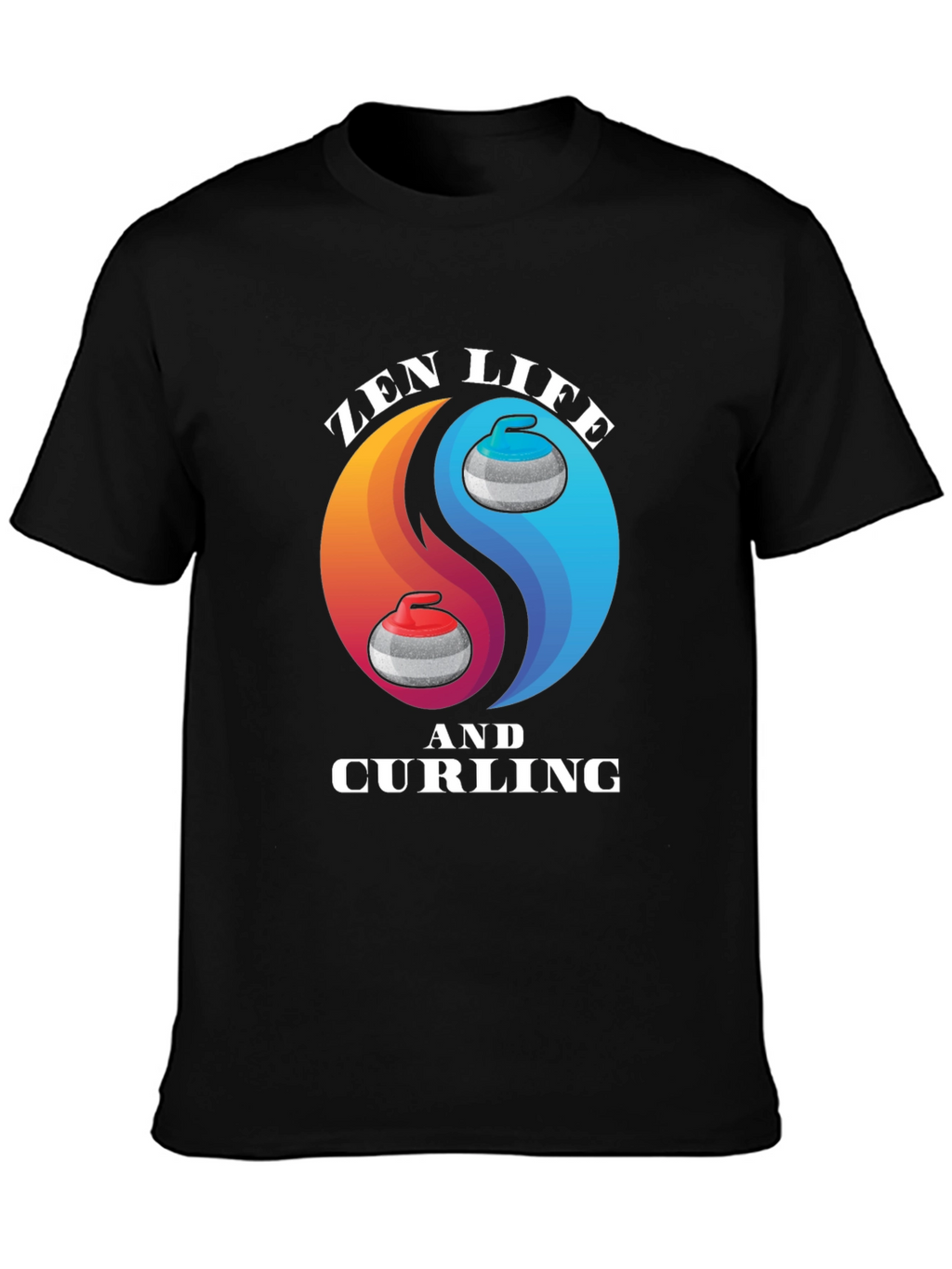 Zen Life Curling T-Shirt Yin Yang Graphic Tee