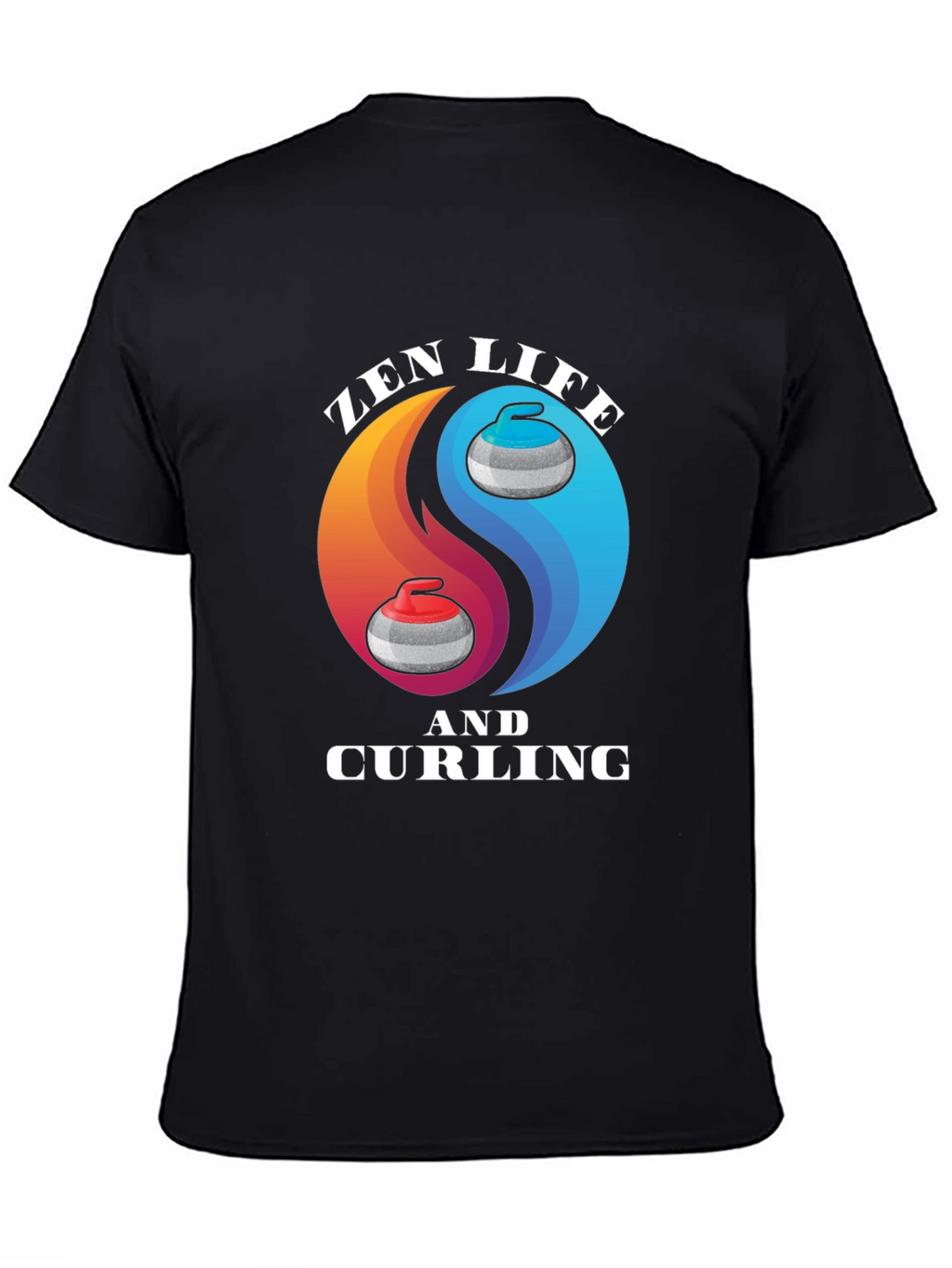 Zen Life Curling T-Shirt Yin Yang Graphic Tee