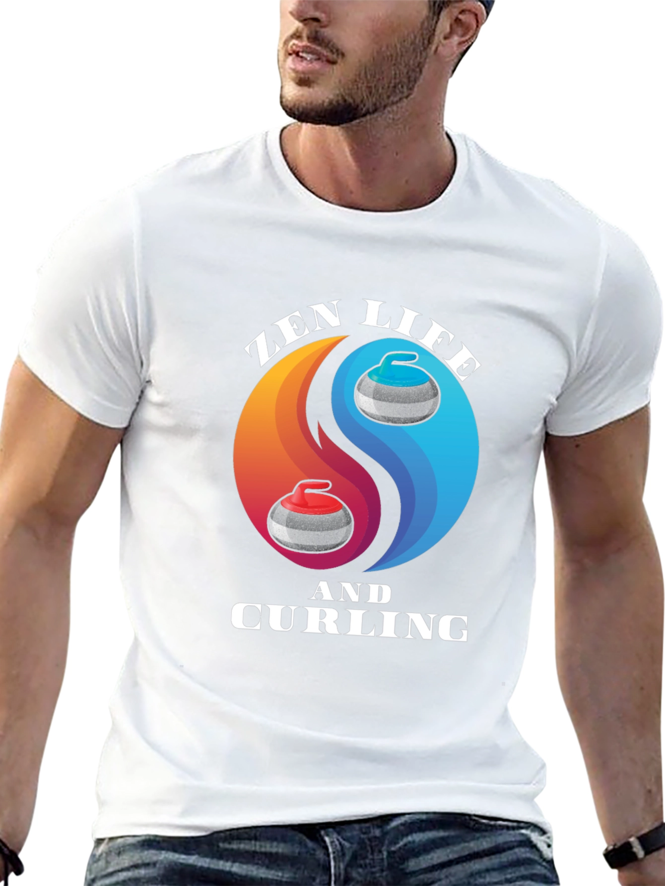 Zen Life Curling T-Shirt Yin Yang Graphic Tee