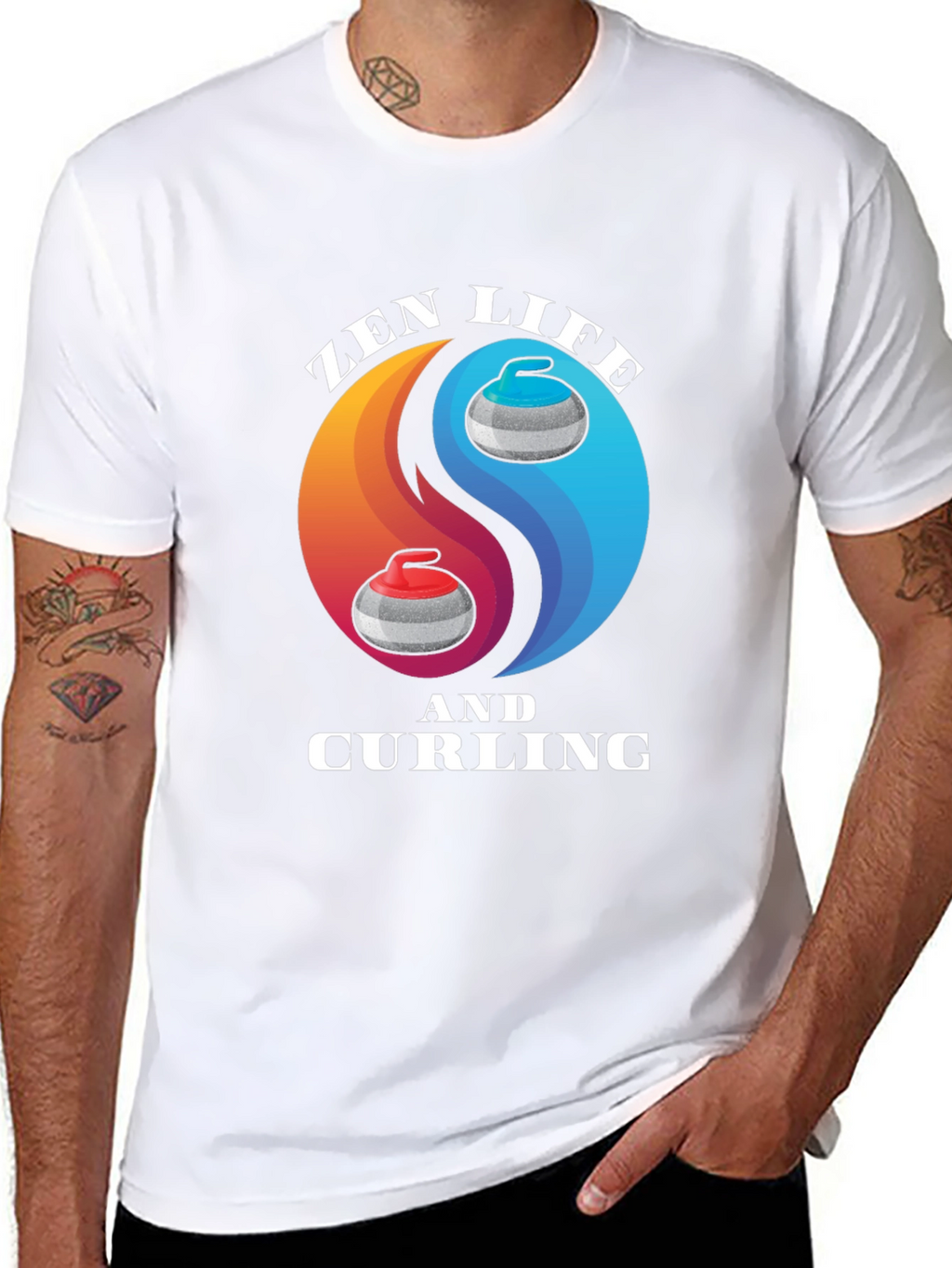 Zen Life Curling T-Shirt Yin Yang Graphic Tee