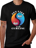 Zen Life Curling T-Shirt Yin Yang Graphic Tee