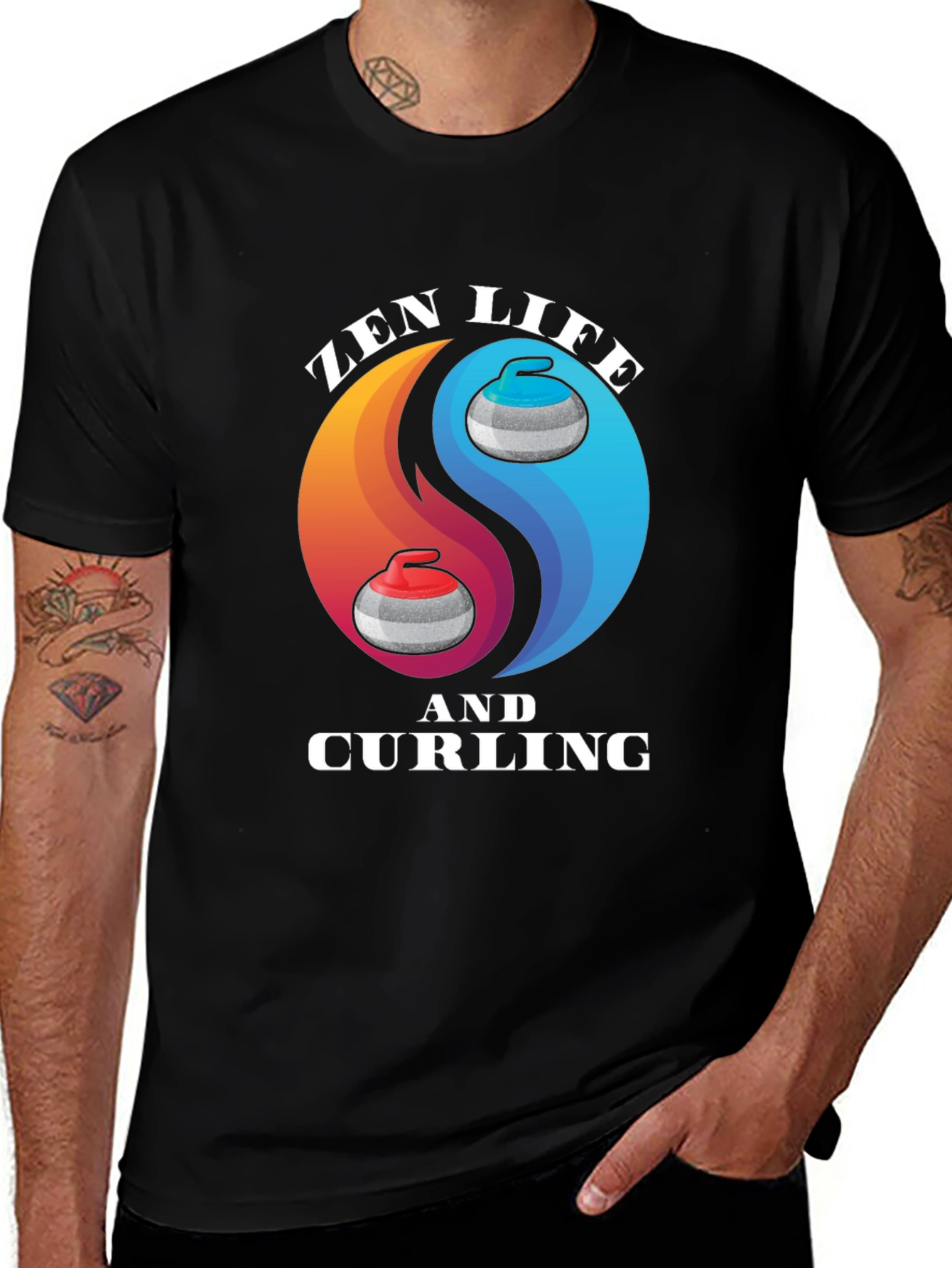 Zen Life Curling T-Shirt Yin Yang Graphic Tee