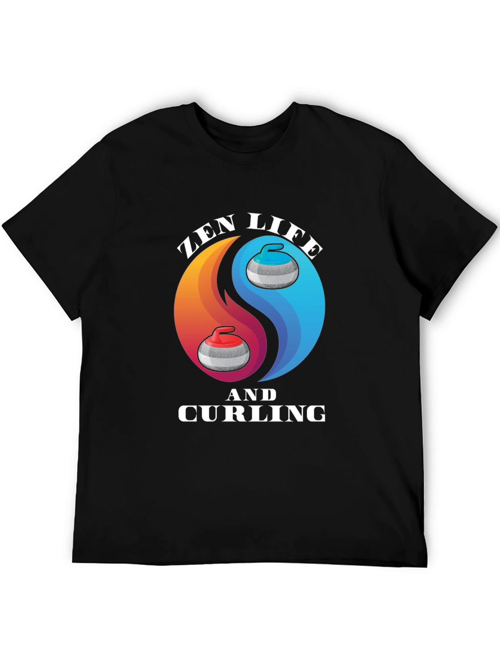 Zen Life Curling T-Shirt Yin Yang Graphic Tee