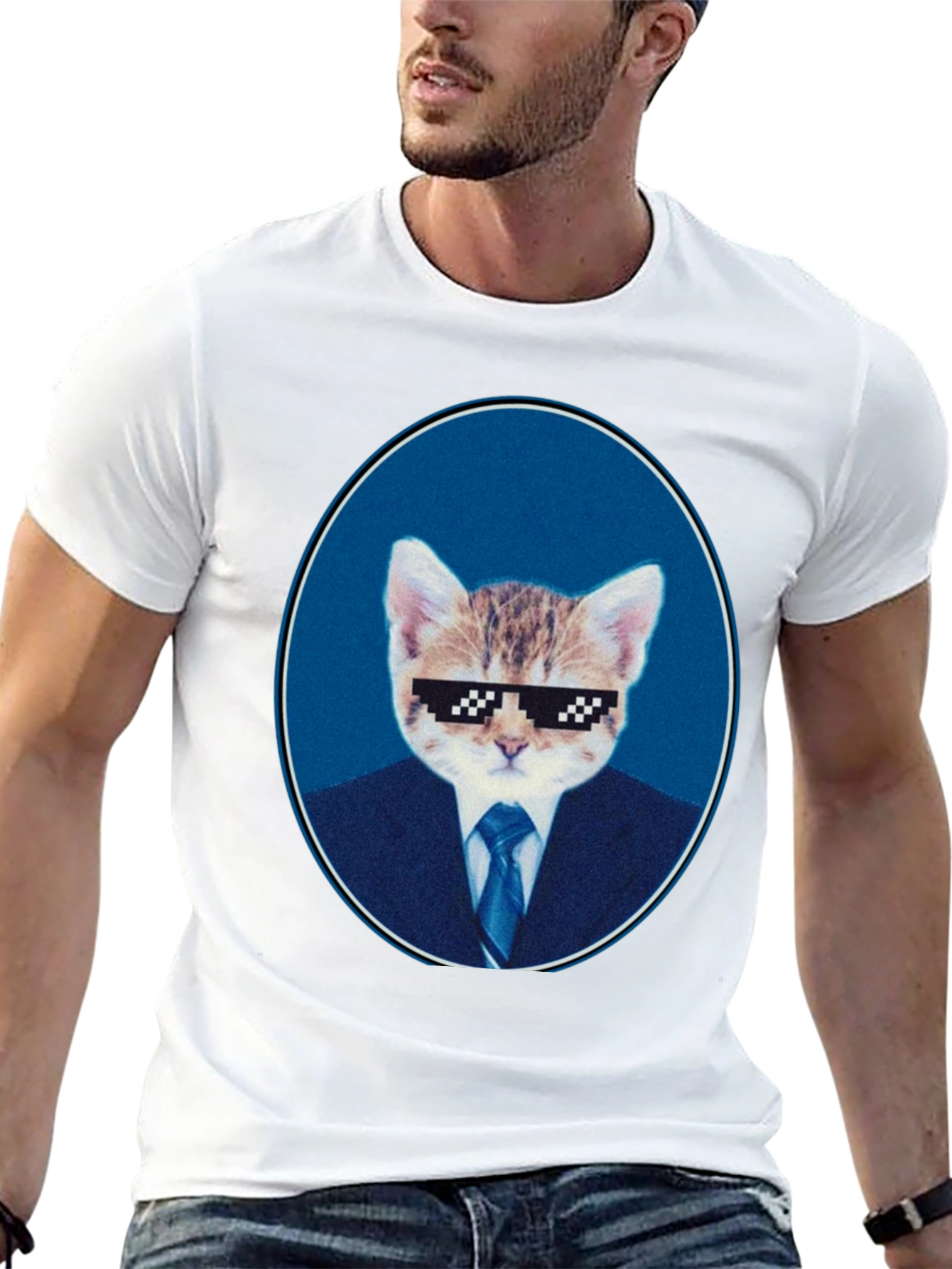 Cool Cat Boss T-Shirt - Pixel Sunglasses