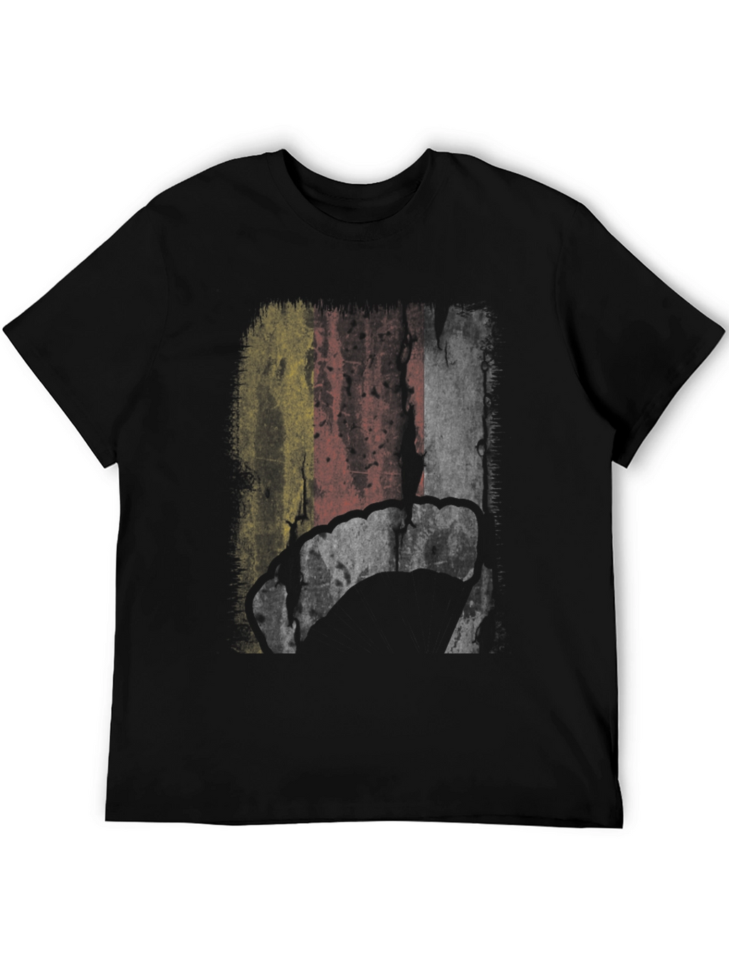 Belgium Flag Grunge Graphic Mens Black T-Shirt