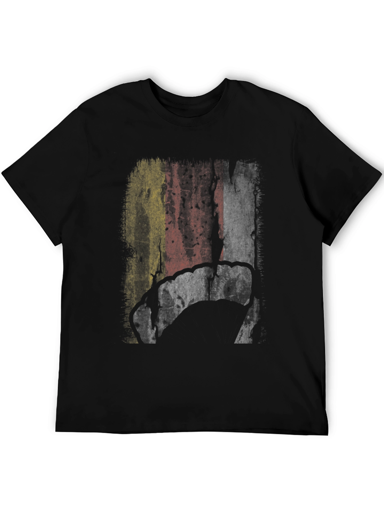 Belgium Flag Grunge Graphic Mens Black T-Shirt