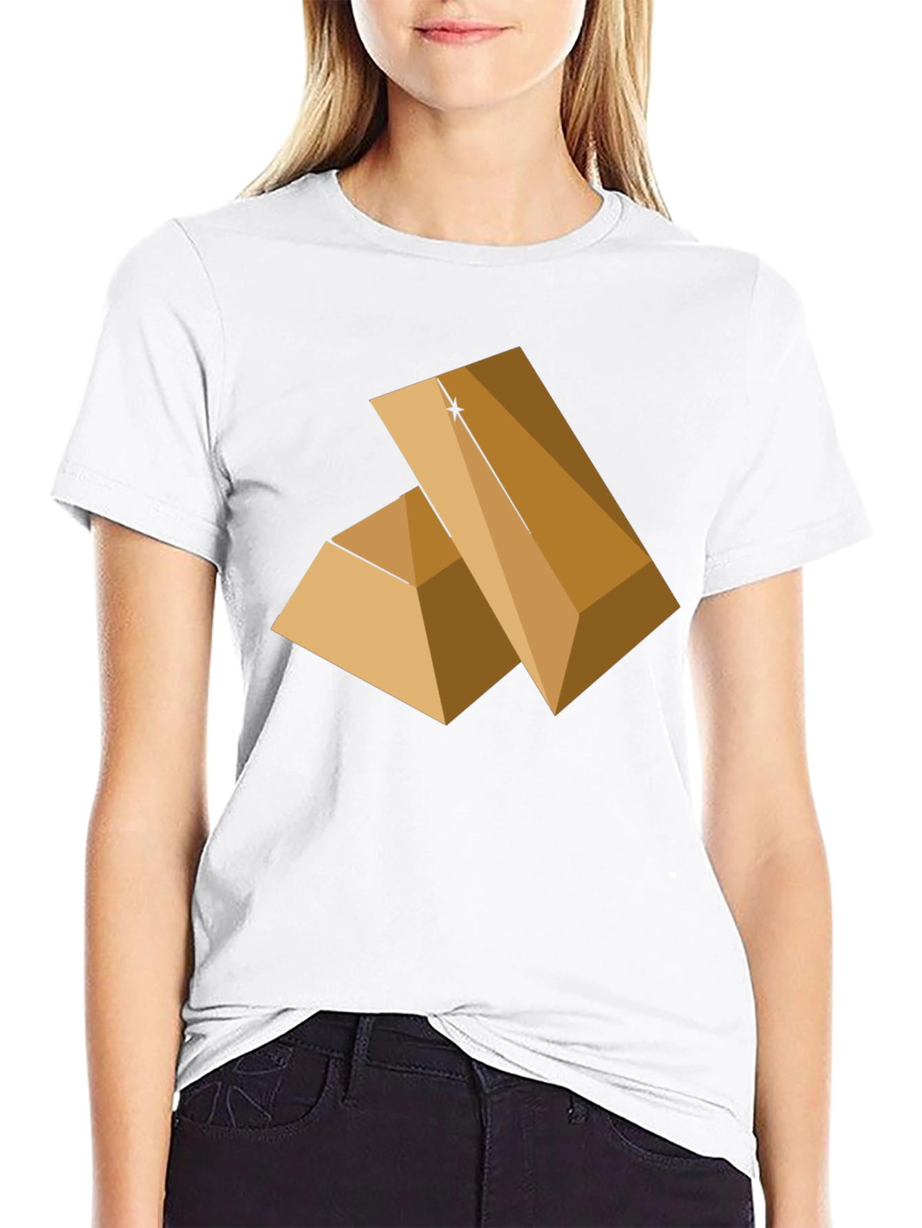 Geometric Pyramid Graphic Tee - Modern Style