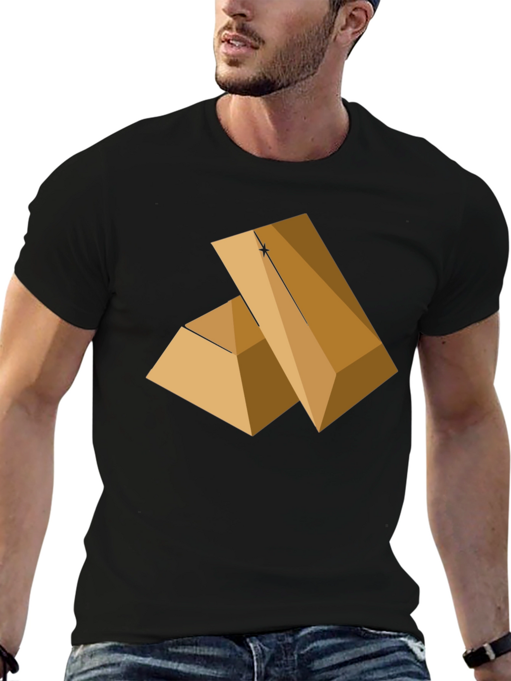 Geometric Pyramid Graphic Tee - Modern Style