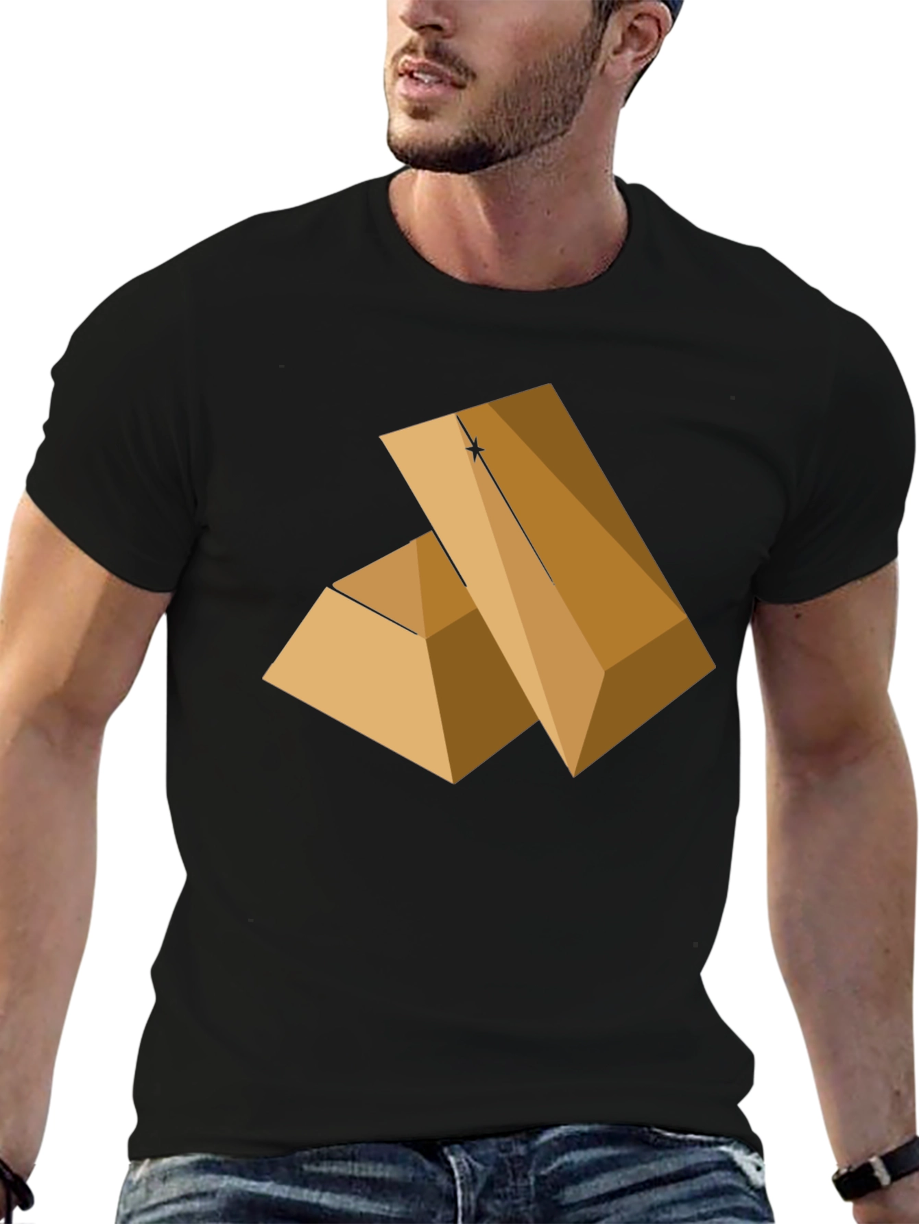 Geometric Pyramid Graphic Tee - Modern Style