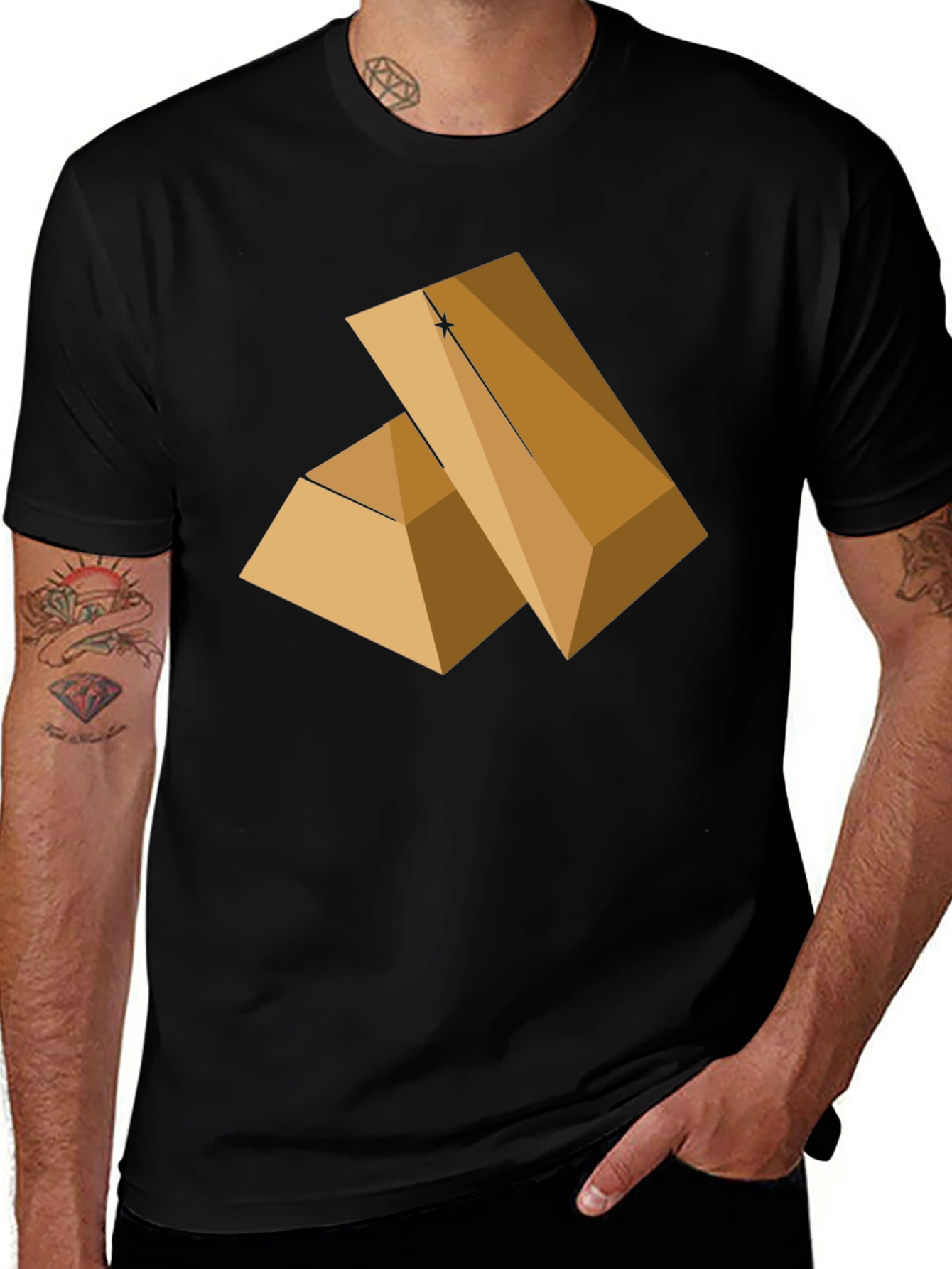 Geometric Pyramid Graphic Tee - Modern Style