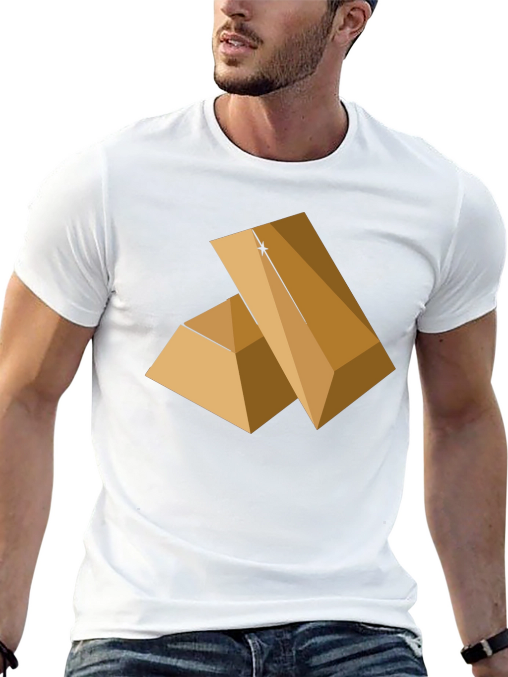 Geometric Pyramid Graphic Tee - Modern Style