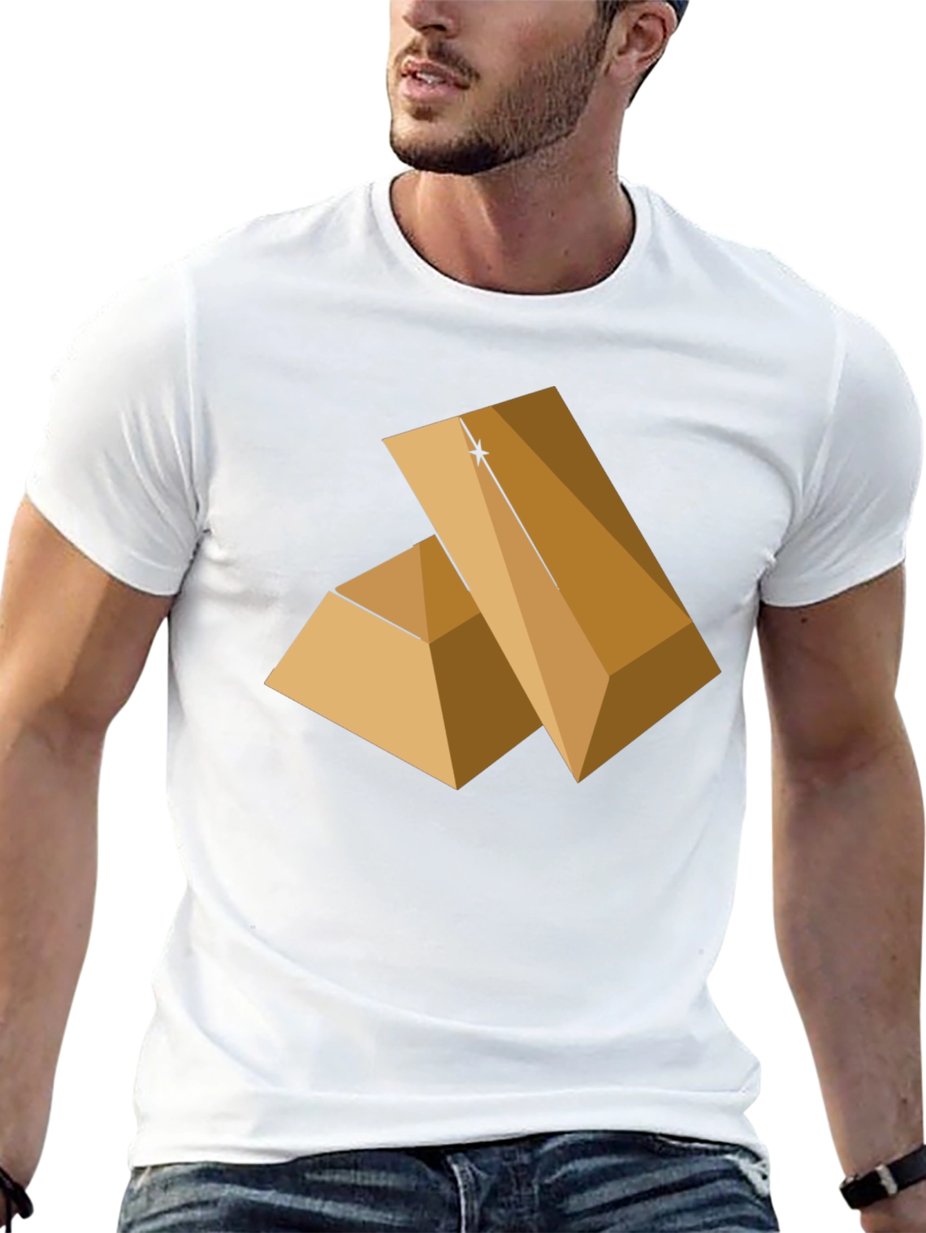 Geometric Pyramid Graphic Tee - Modern Style