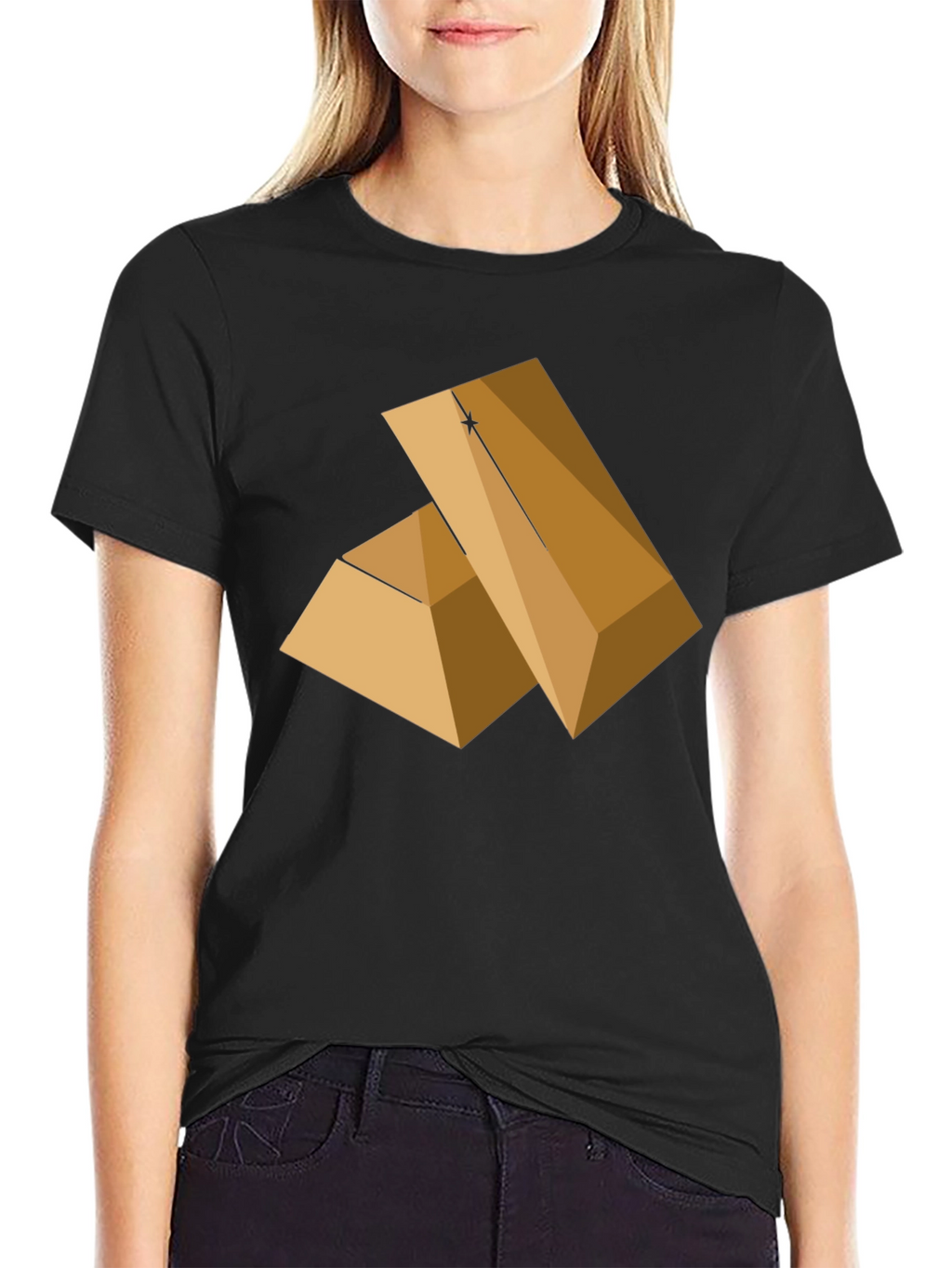 Geometric Pyramid Graphic Tee - Modern Style