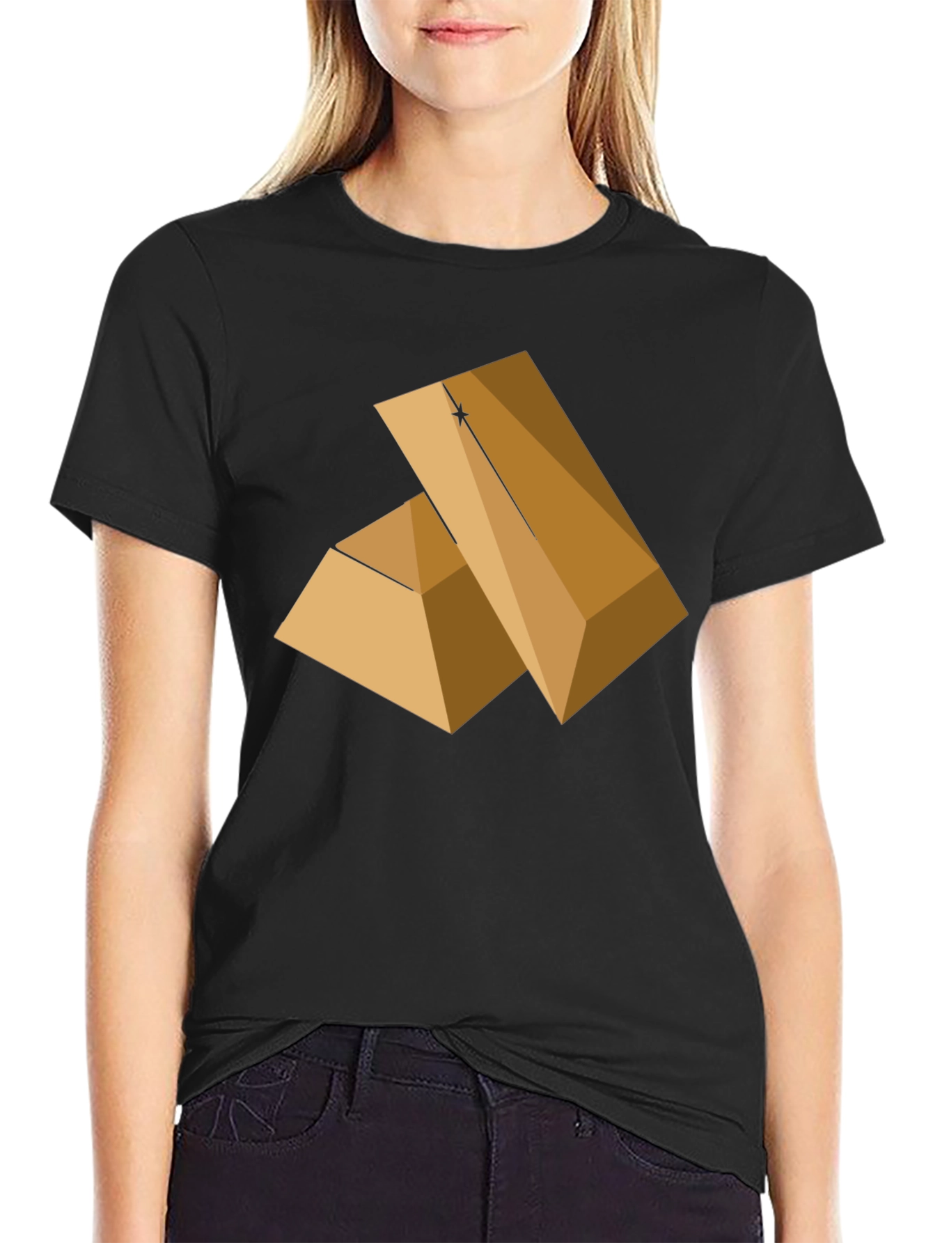Geometric Pyramid Graphic Tee - Modern Style