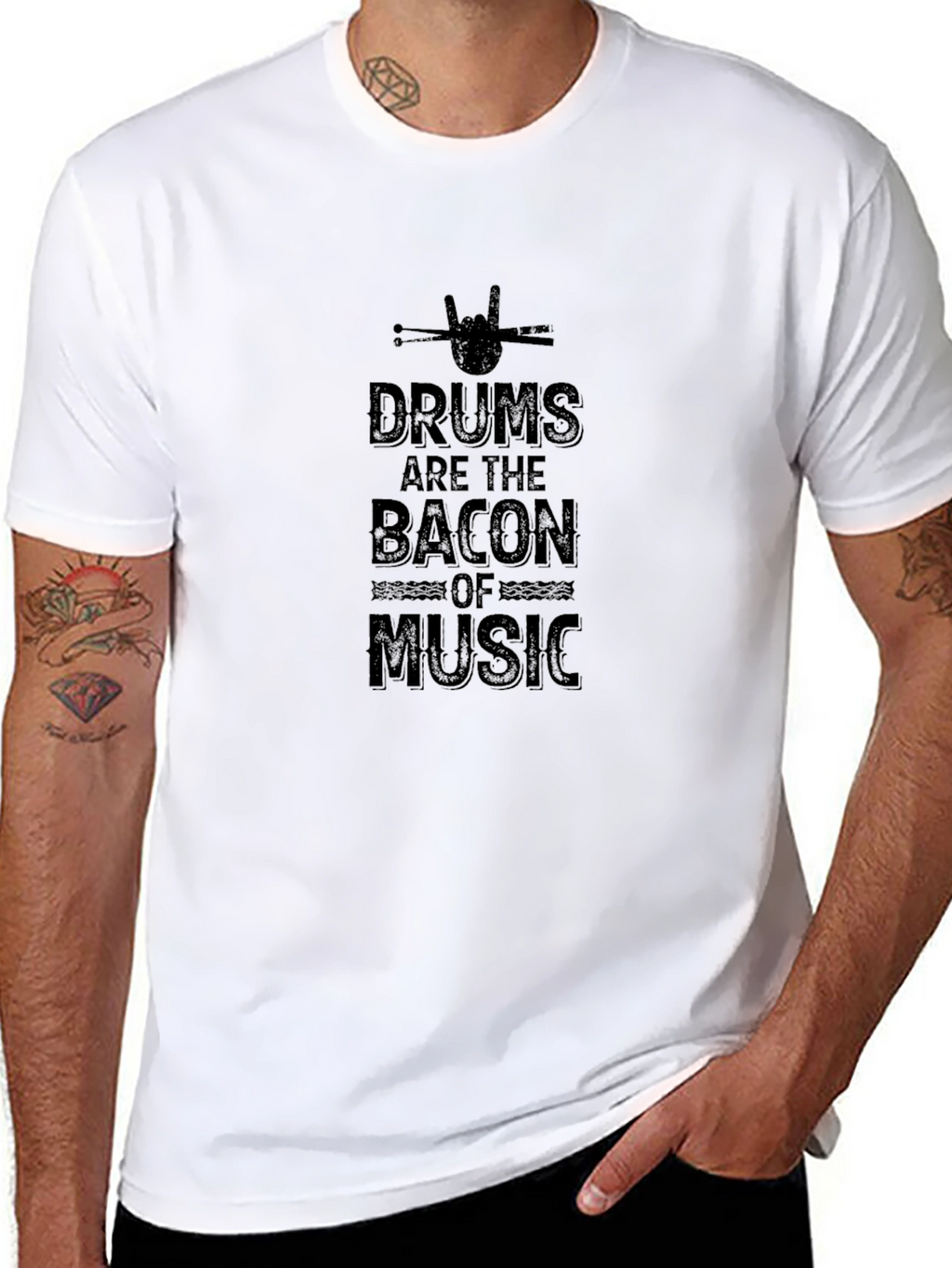 Drums are the Bacon of Music T-Shirt - Black